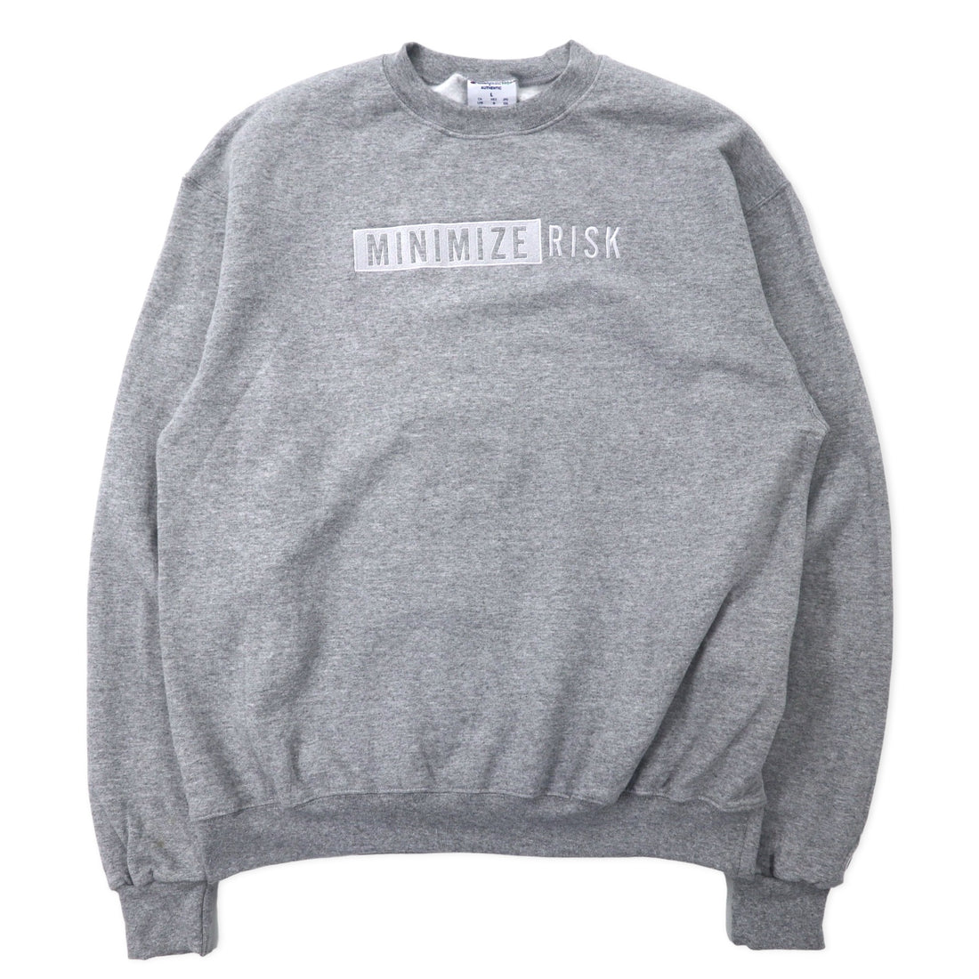 日本然リトテ-古着オンライン-Champion ECO クルーネック スウェット 2XL グレー コットン 裏起毛 MINIMIZE RISK 刺繍 エルサルバドル製-Champion ECO Crewneck Sweatshirt 2XL Gray Cotton brushed lining MINIMIZE RISK Embroidery El Salvador Made