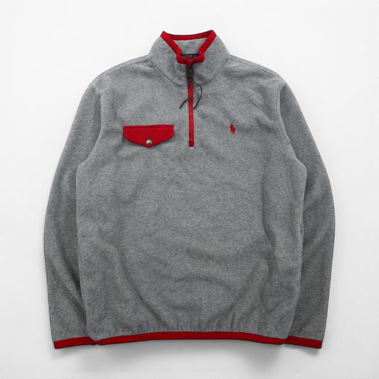 Polo Ralph Lauren ハーフジップ フリースジャケット M グレー 胸ポケット スモールポニー刺繡