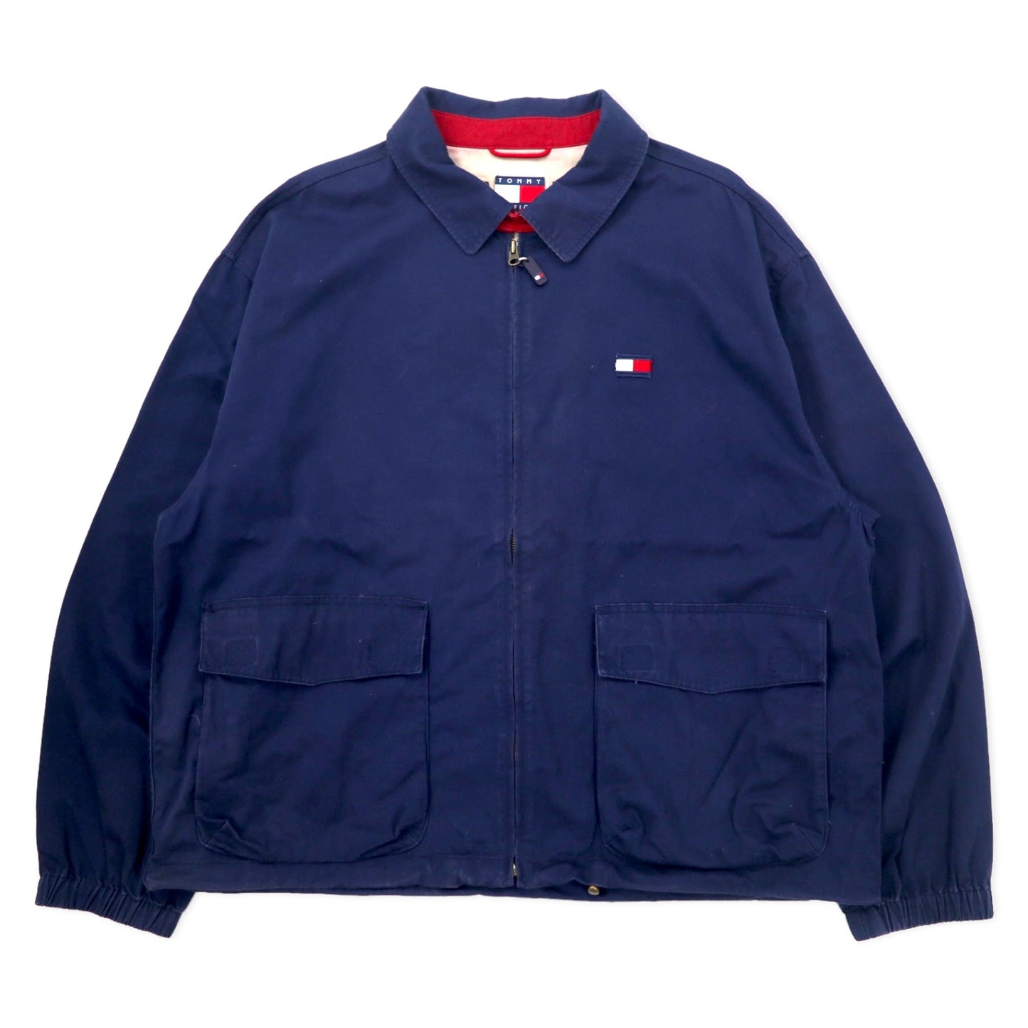 TOMMY HILFIGER 90年代 スウィングトップ ハリントンジャケット XXL ネイビー コットン ワンポイントロゴ ビッグサイズ