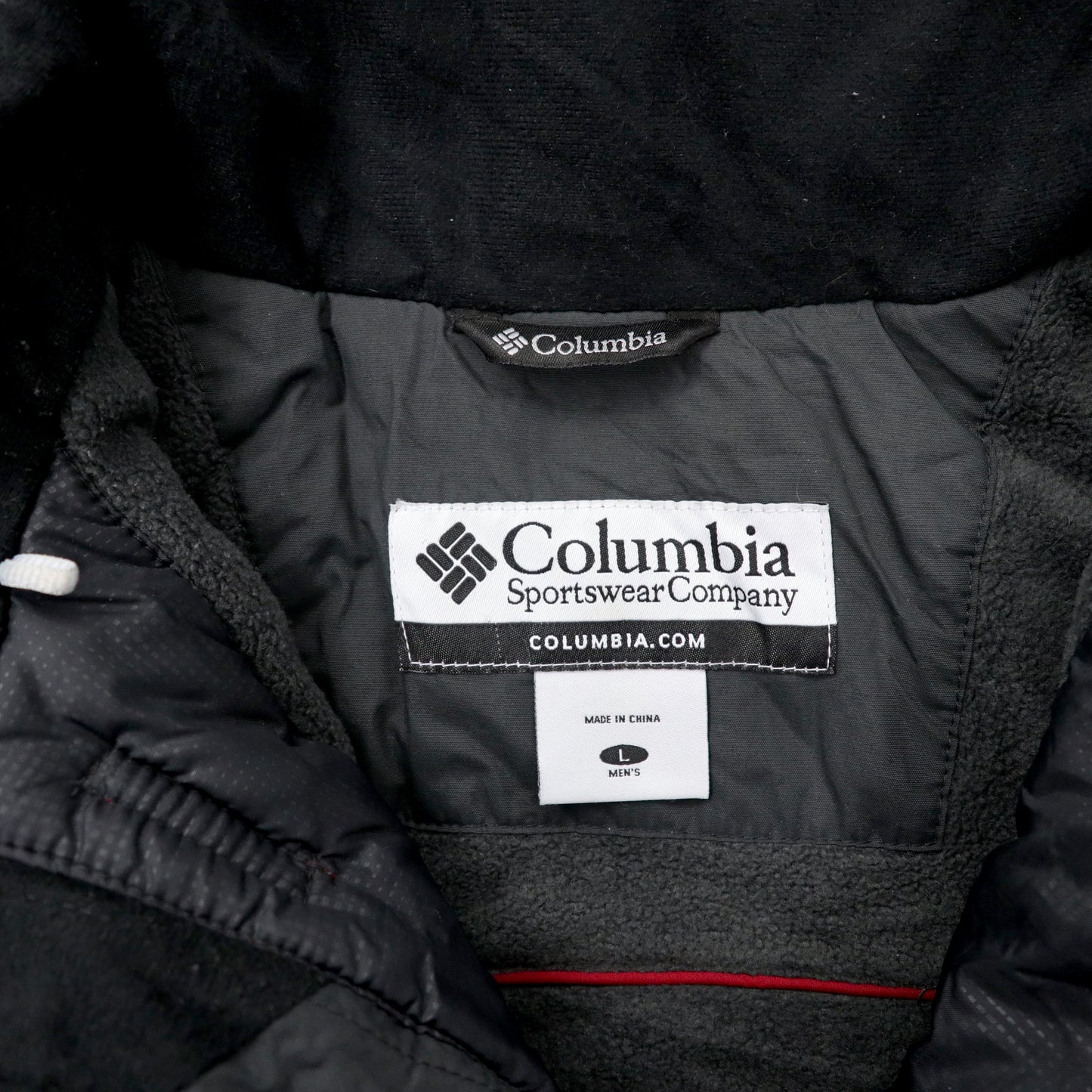 Columbia マウンテンパーカー L レッド ナイロン 防水 フリースライナー 中綿 フード収納式