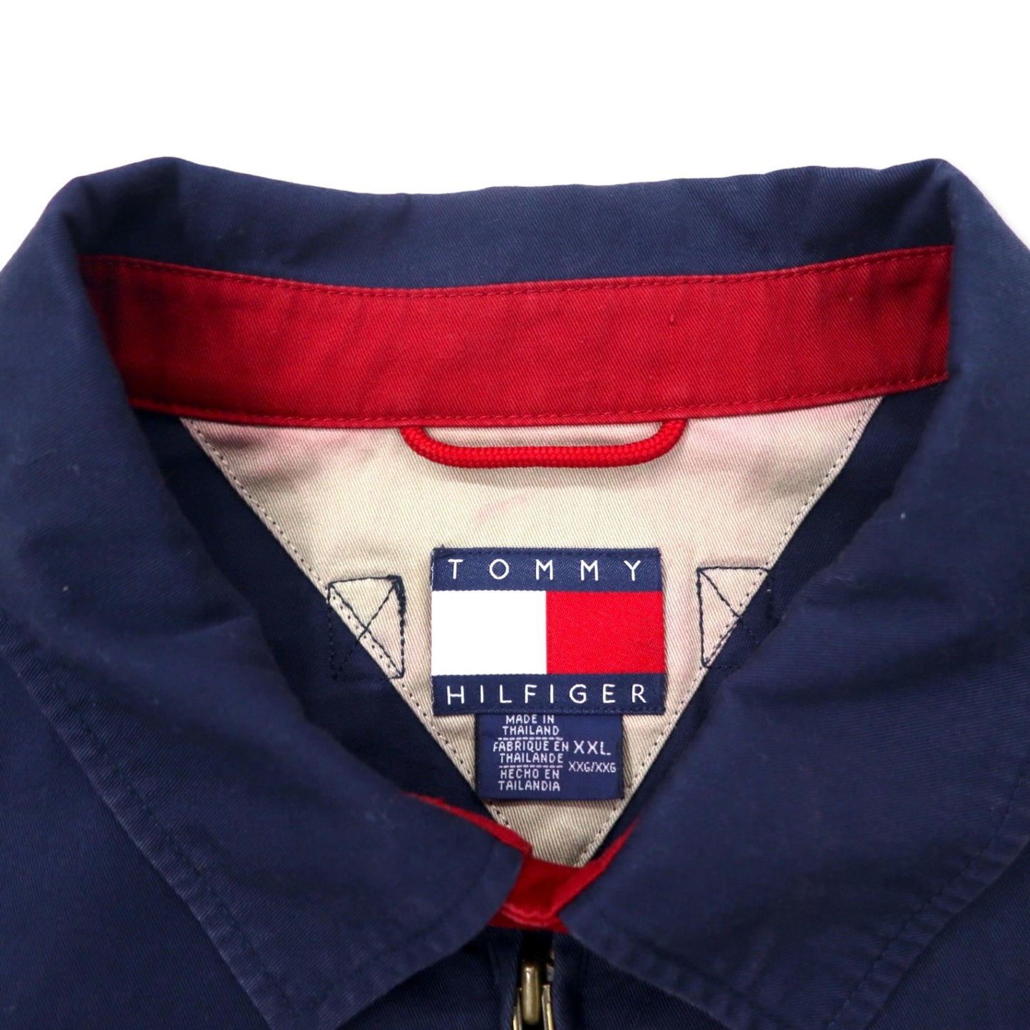 TOMMY HILFIGER 90年代 スウィングトップ ハリントンジャケット XXL ネイビー コットン ワンポイントロゴ ビッグサイズ