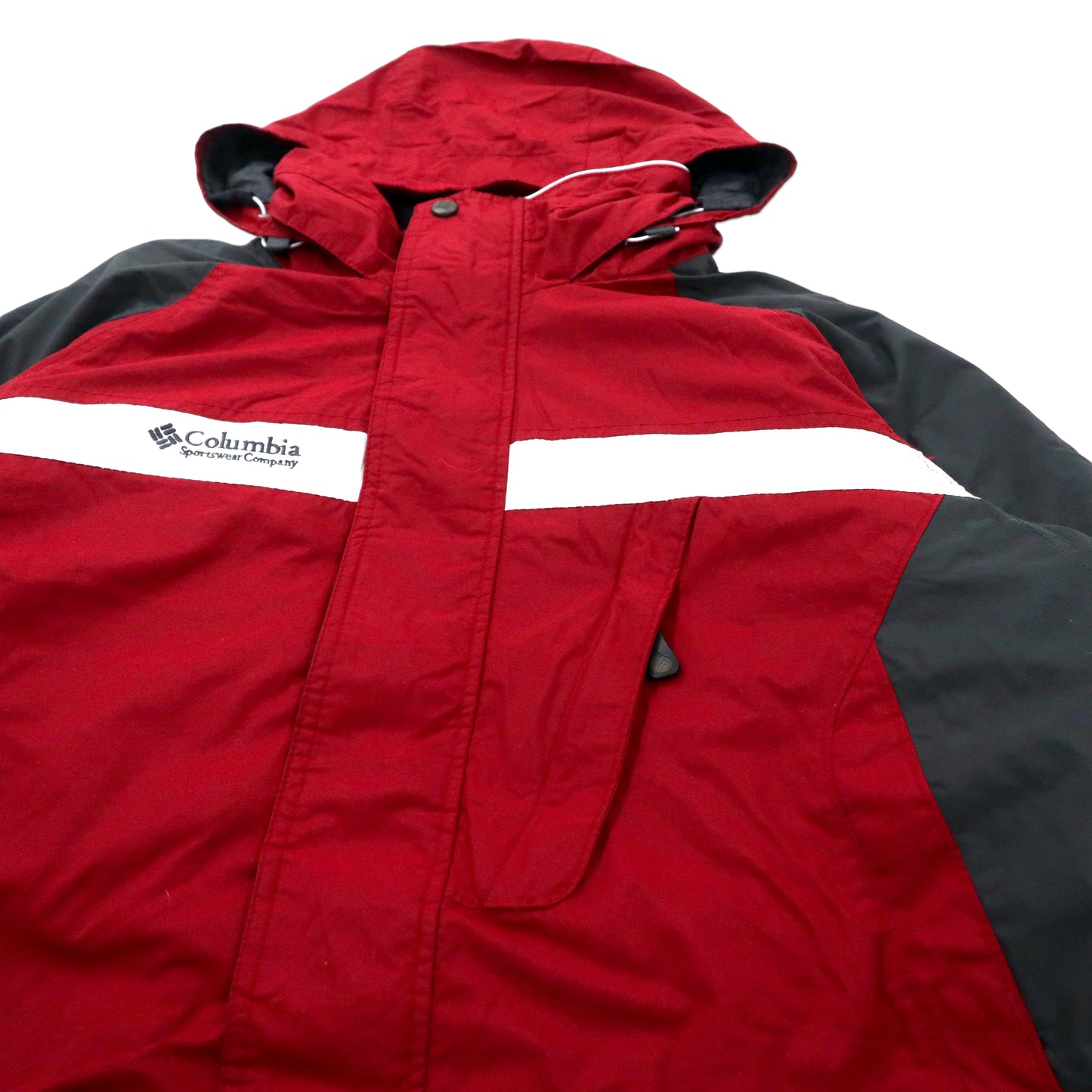 COLUMBIA Mountain HOODIE L Red Nylon Waterproof Fleece Liner