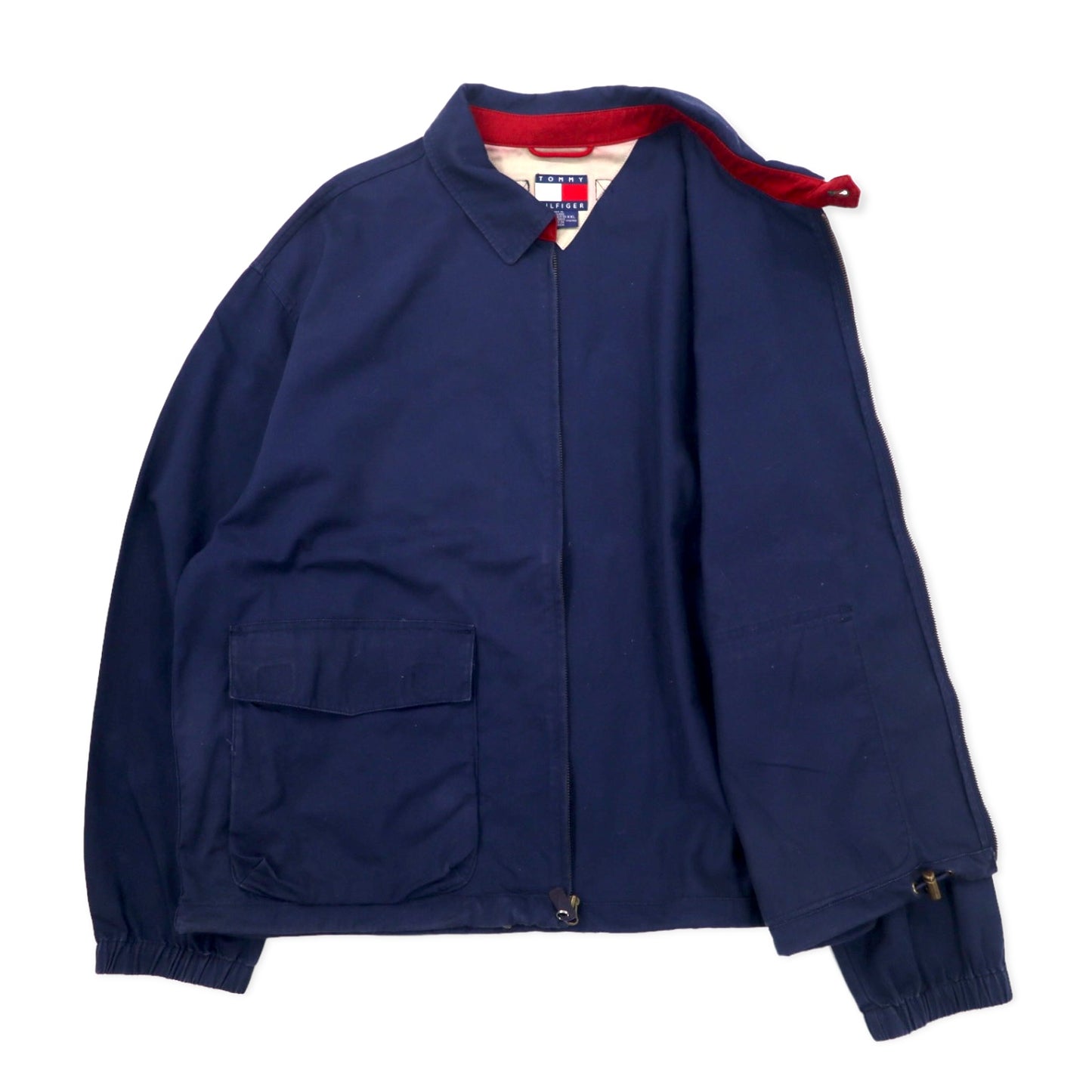 TOMMY HILFIGER 90年代 スウィングトップ ハリントンジャケット XXL ネイビー コットン ワンポイントロゴ ビッグサイズ