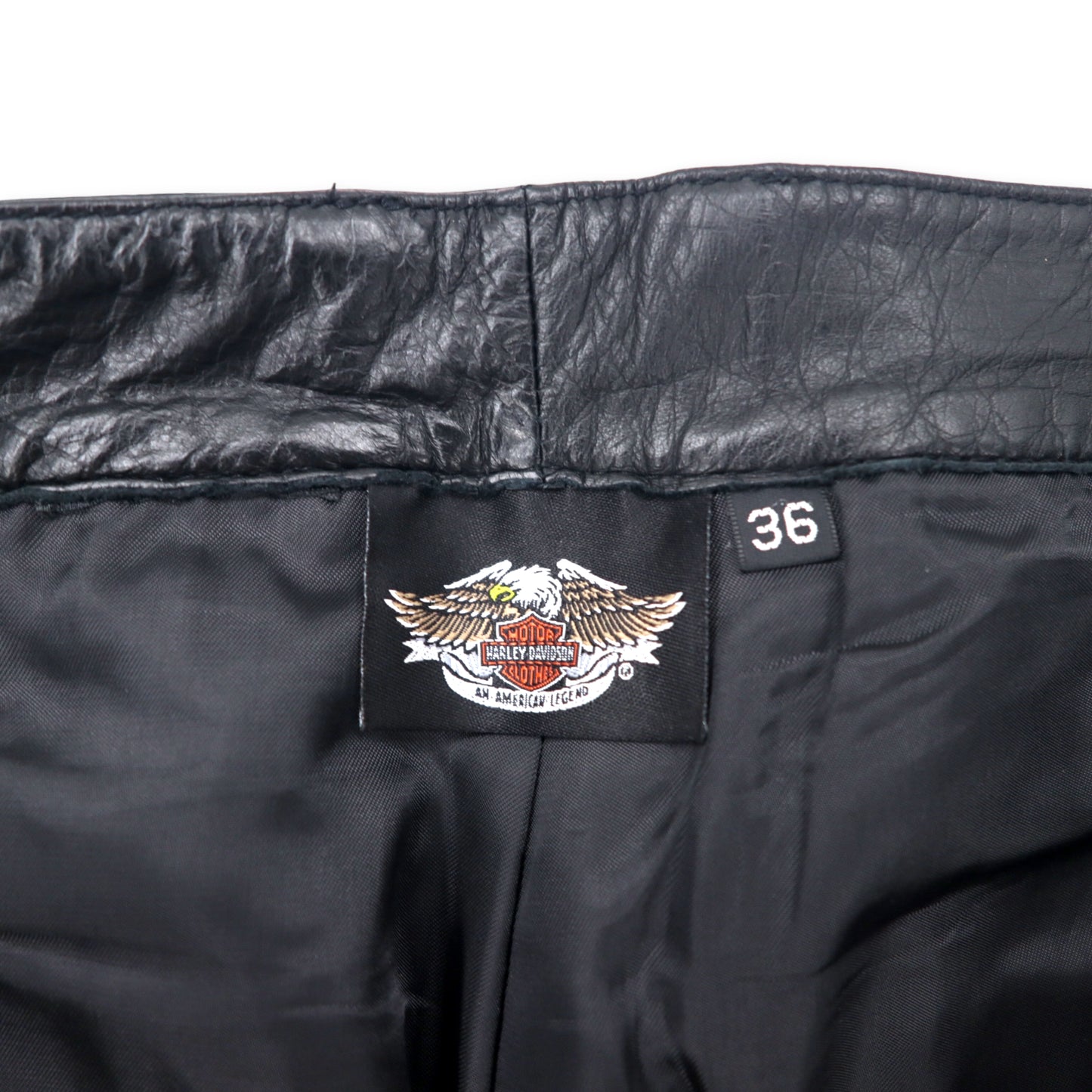 HARLEY DAVIDSON レザーパンツ 36 ブラック 牛革 ジッパーフライ