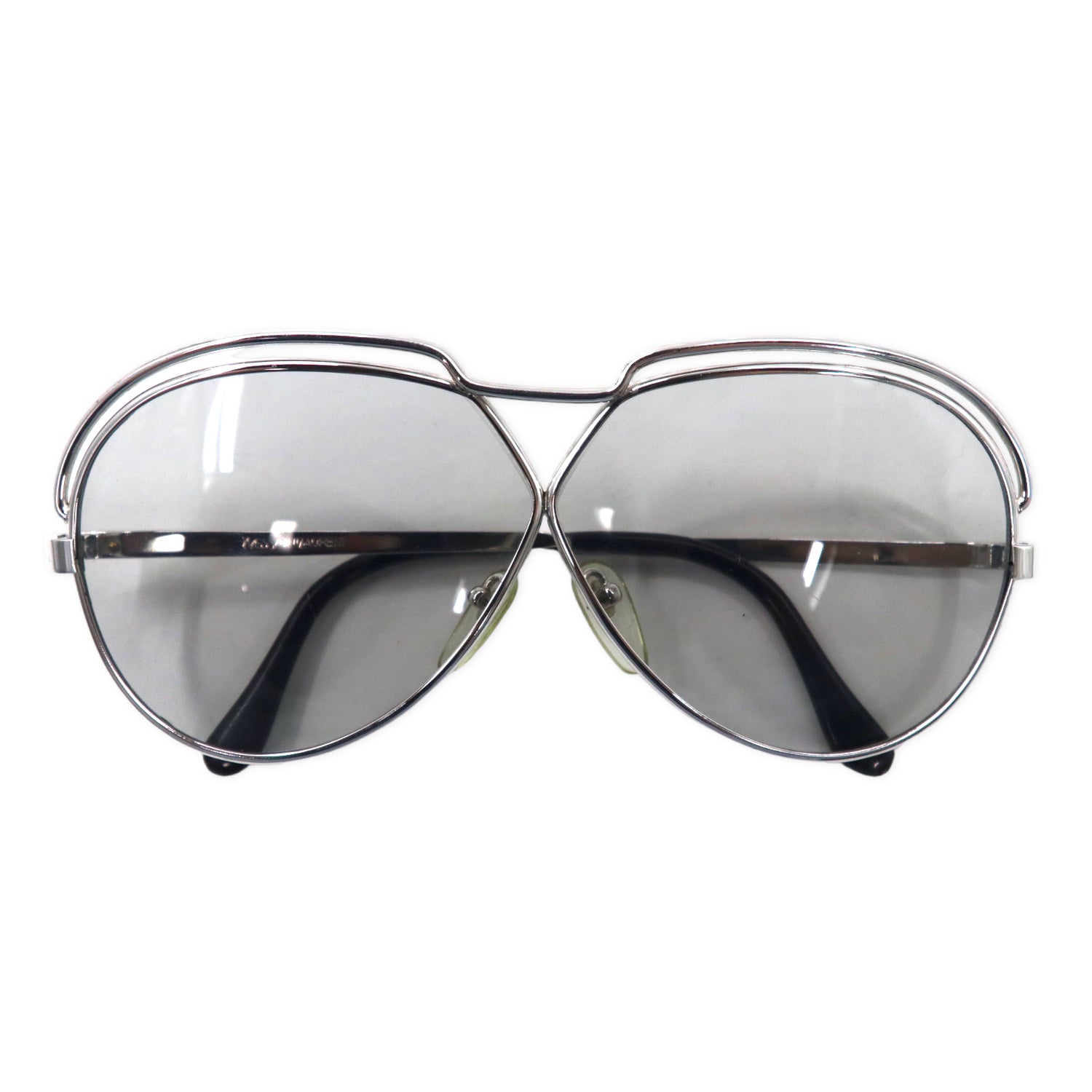 Yves Saint Laurent Sunglasses Tear Drop Silver Metal Frame Vintage 