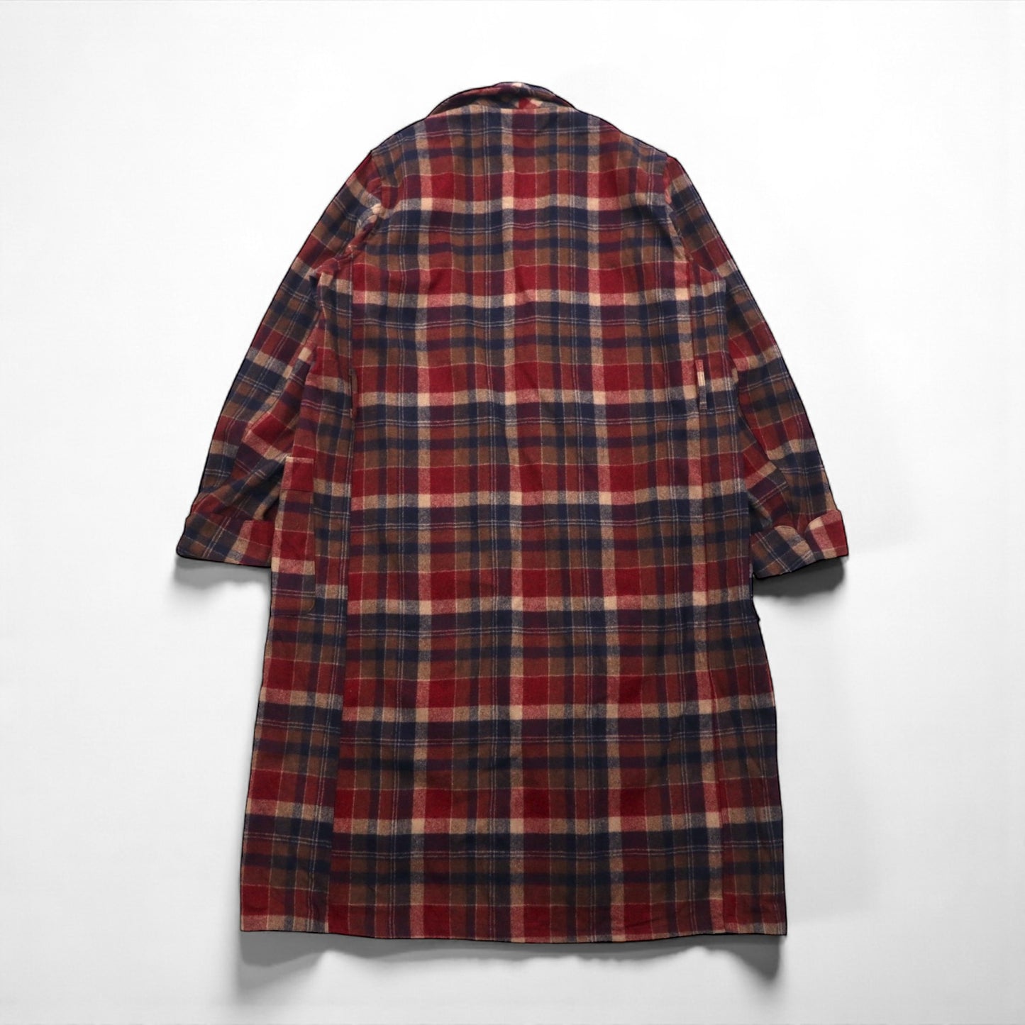 Vintage PENDLETON 1970s USA Made Shawl Collar Robe, Red, Pure Virgin Wool, Tartan Check, Size M