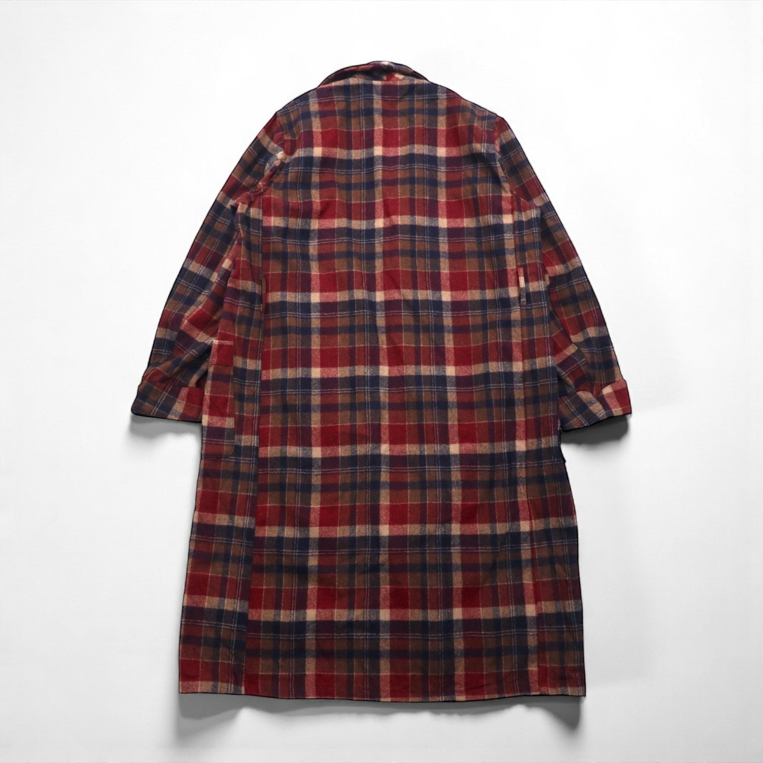 Vintage PENDLETON 1970s USA Made Shawl Collar Robe, Red, Pure Virgin Wool, Tartan Check, Size M