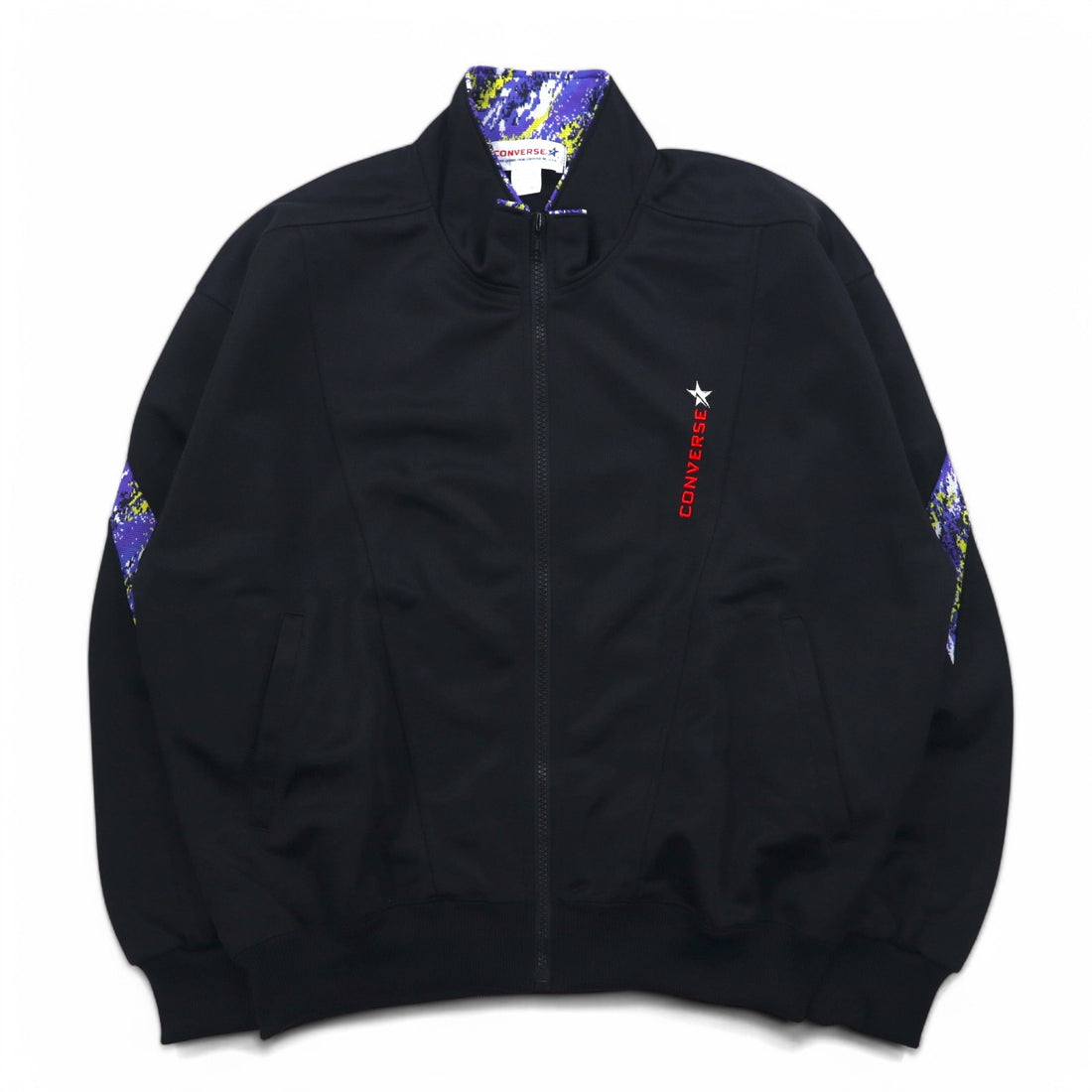 CONVERSE 90s Track Jacket Jersey M Black Polyester Logo Embroidery