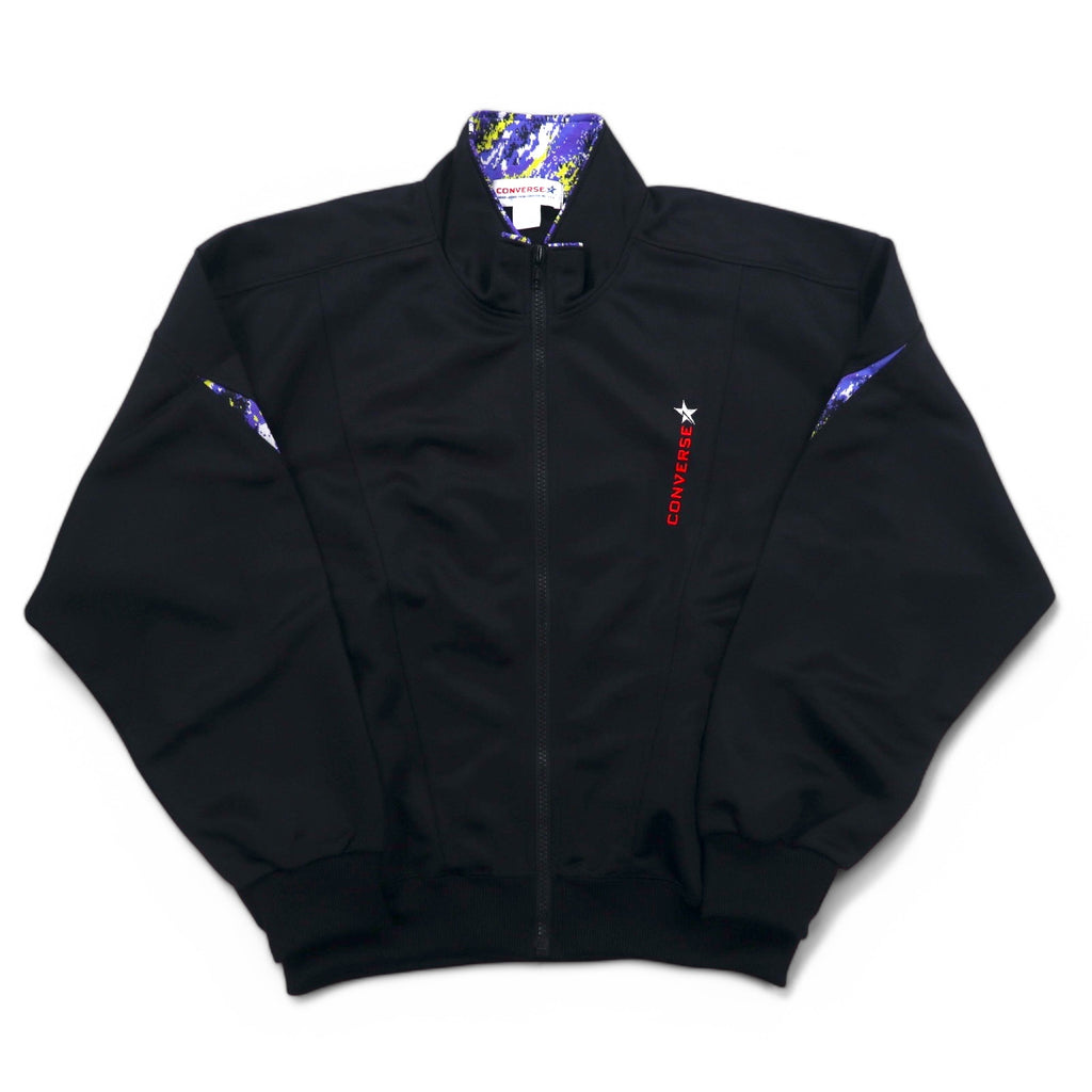 CONVERSE 90s Track Jacket Jersey M Black Polyester Logo Embroidery