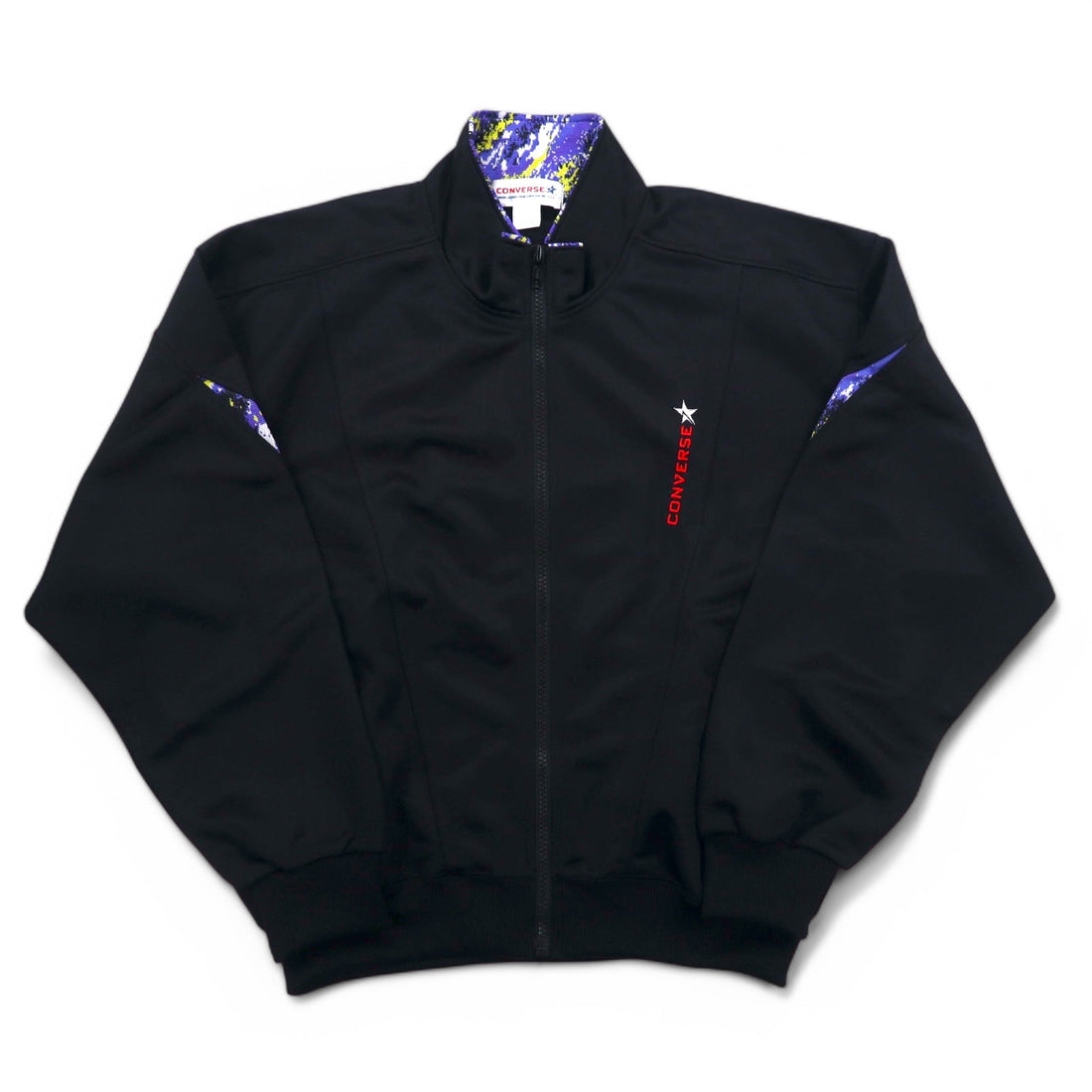 CONVERSE 90s Track Jacket Jersey M Black Polyester Logo Embroidery