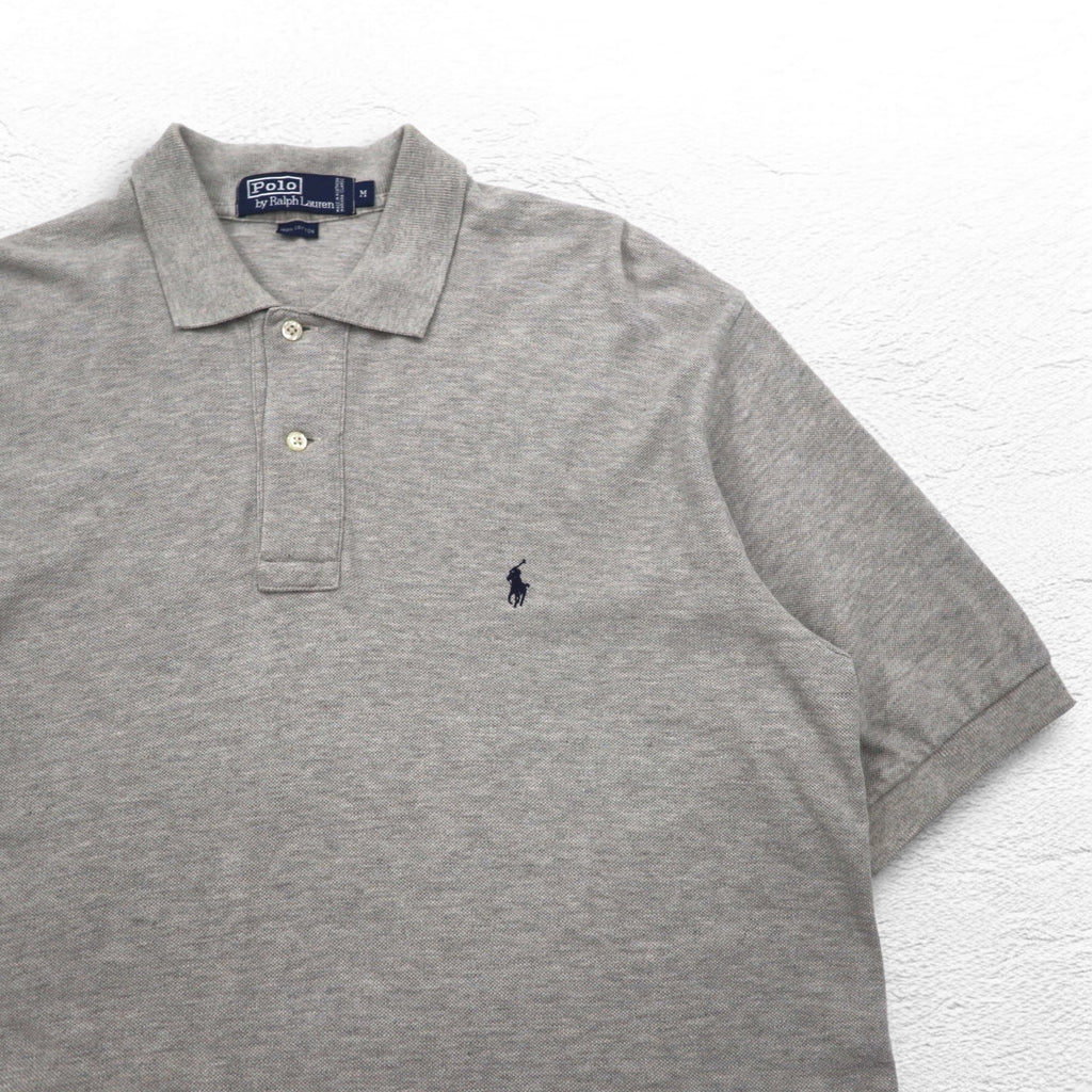 Polo by Ralph Lauren 90s Polo Shirt, Medium, Grey, Cotton, Small Pony Embroidery