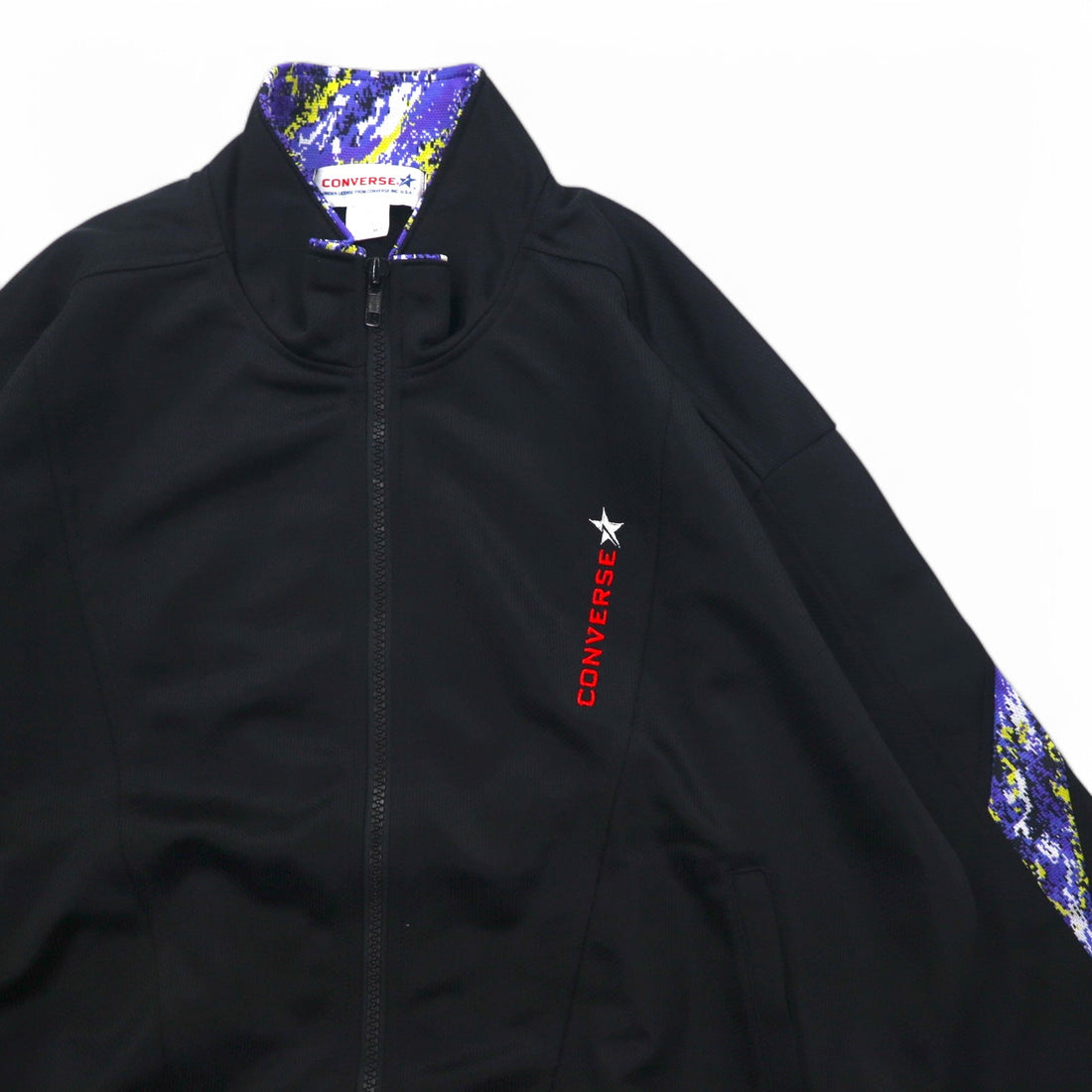 CONVERSE 90s Track Jacket Jersey M Black Polyester Logo Embroidery