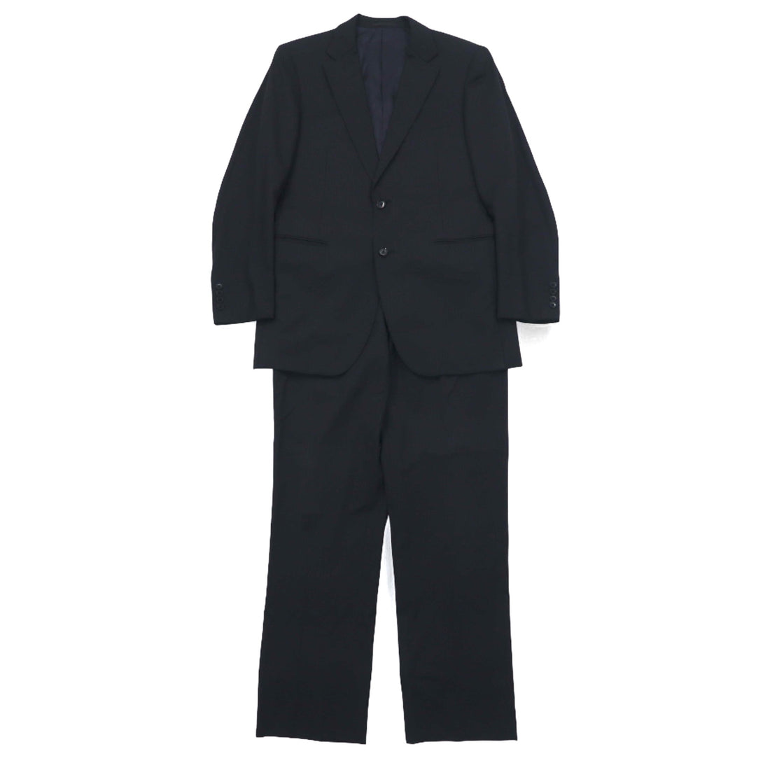 BURBERRY 2B Suit Set Up L Black Shadow Stripe Wool Made in Japan