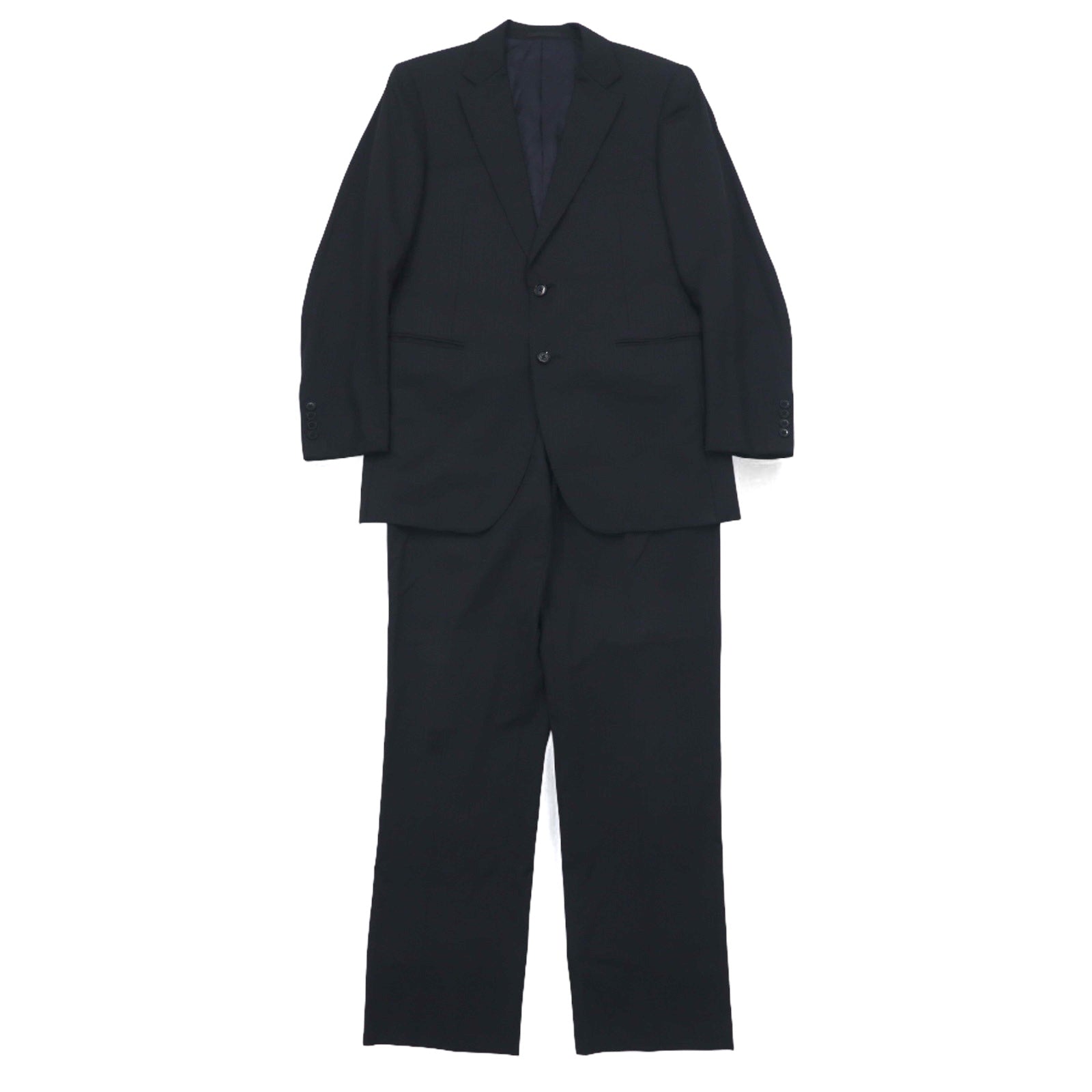 BURBERRY 2B Suit Set Up L Black Shadow Stripe Wool Made in Japan