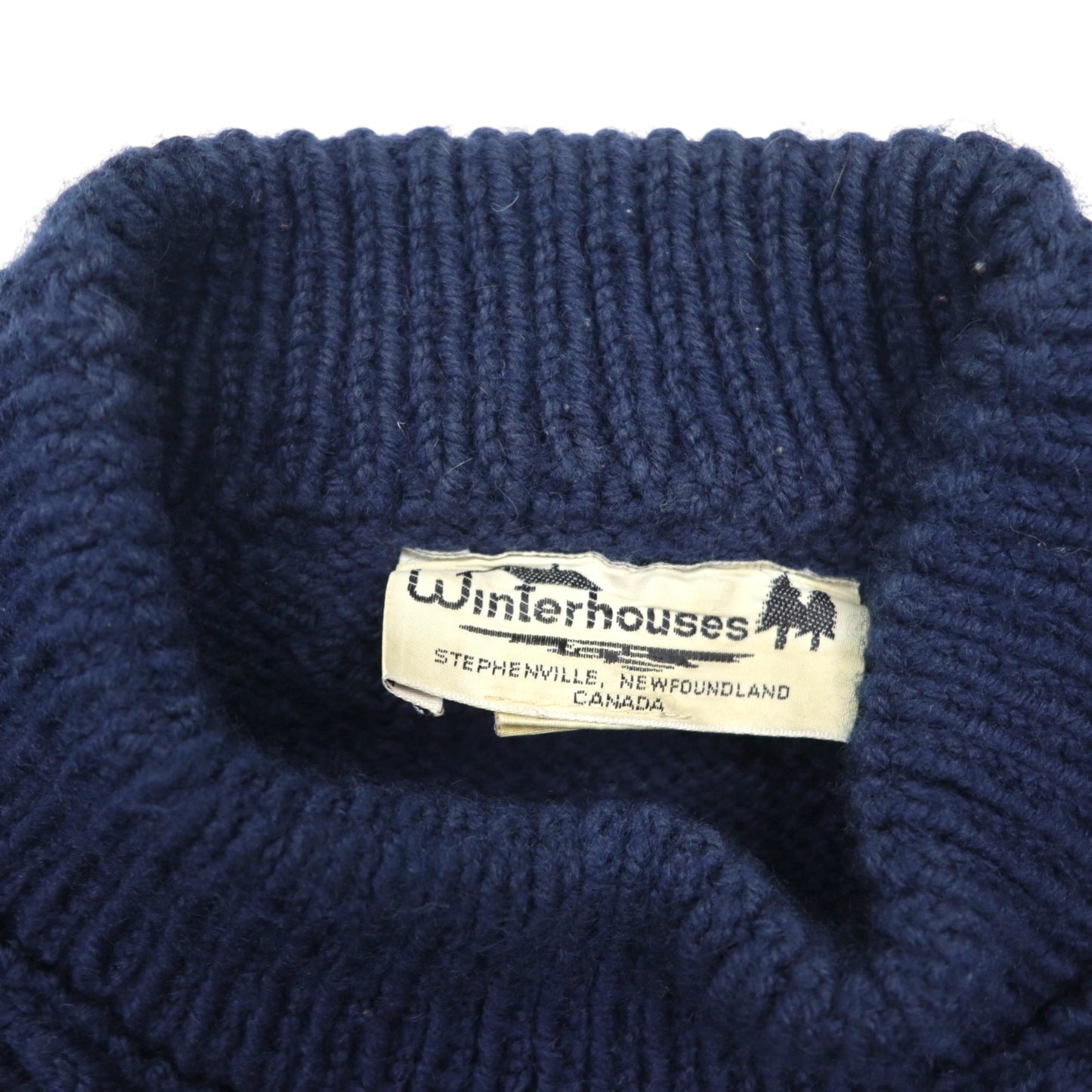 80s Vintage Fisherman Sweater, Bottleneck Knit, Popcorn Knit, Size XL, Made in Canada, Winterhouses