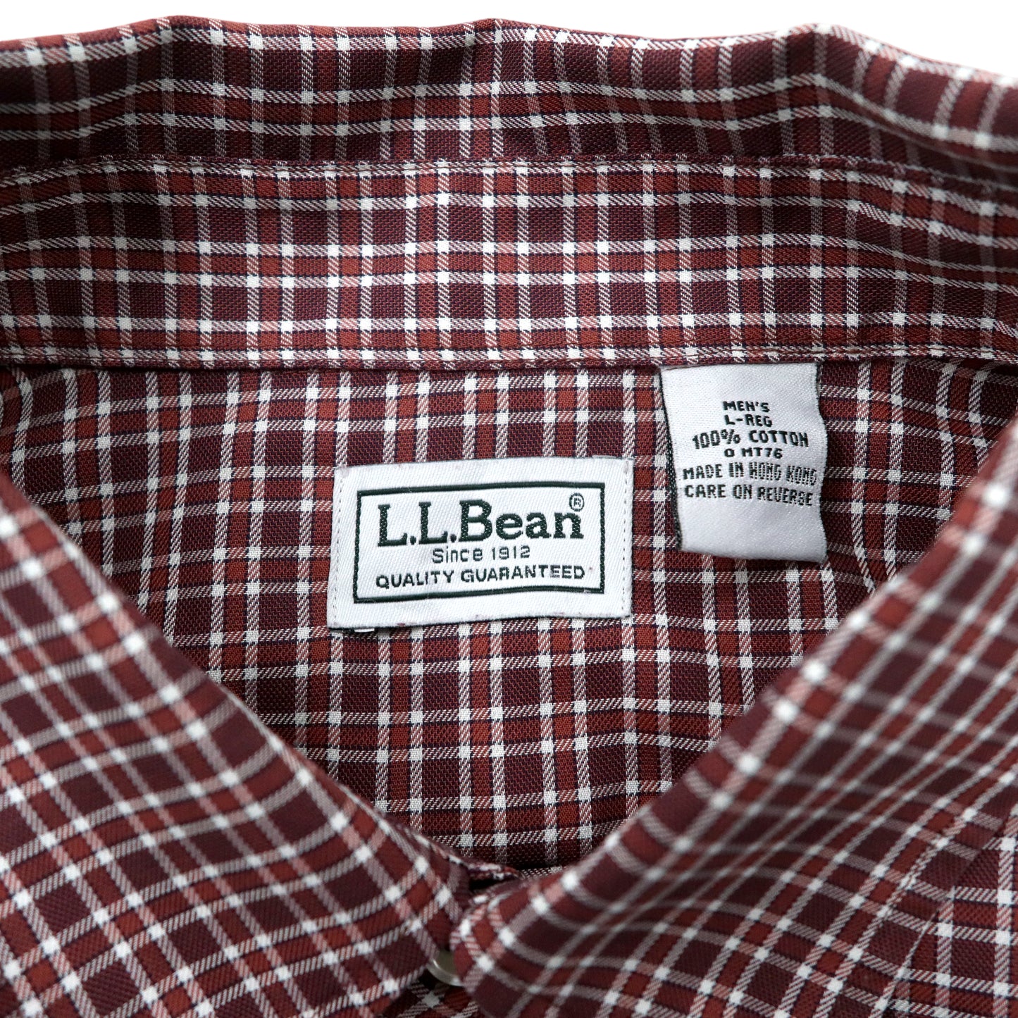 L.L.Bean ボタンダウンシャツ L レッド チェック コットン