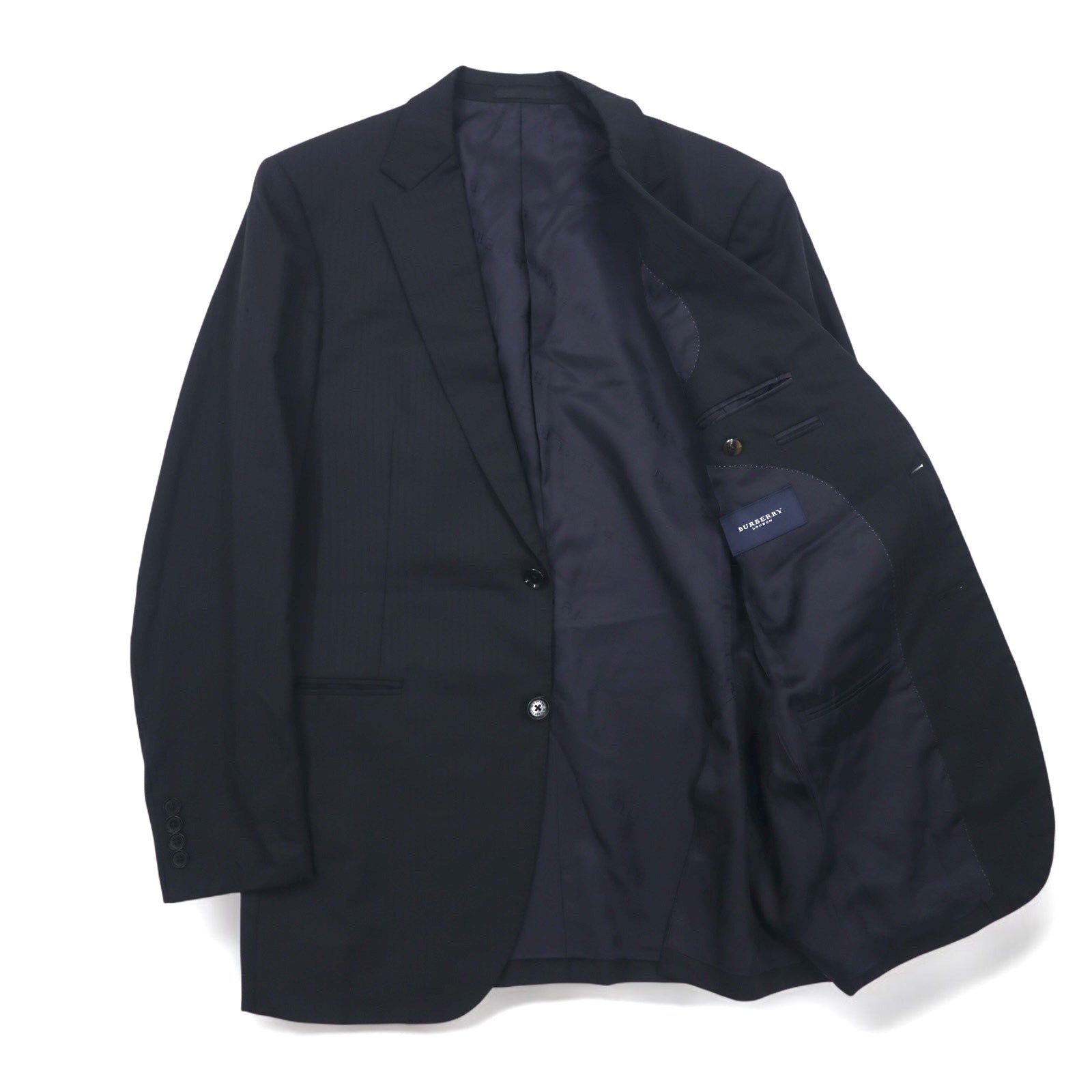 BURBERRY 2B Suit Setup L Black Shadow Striped Wool Japan