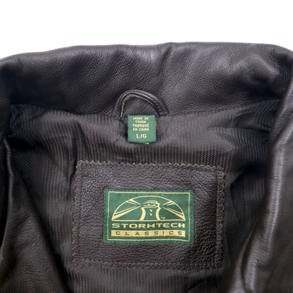 STORMTECH CLASSICS Full-Zip Leather Jacket, Brown, Size L