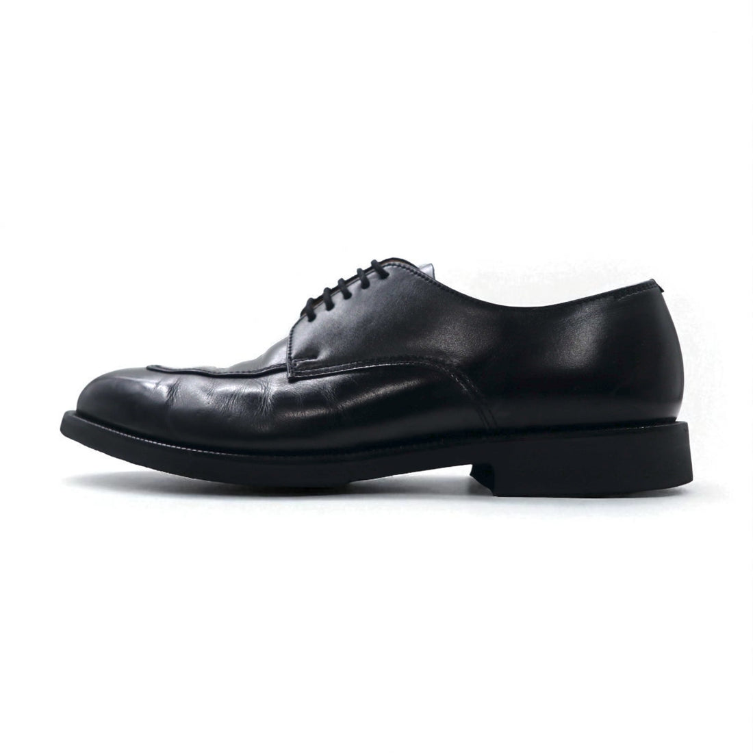 BURBERRY Split-Toe U-Tip Dress Shoes, Size 26.5cm, Black Leather, Wingtip, BU1430