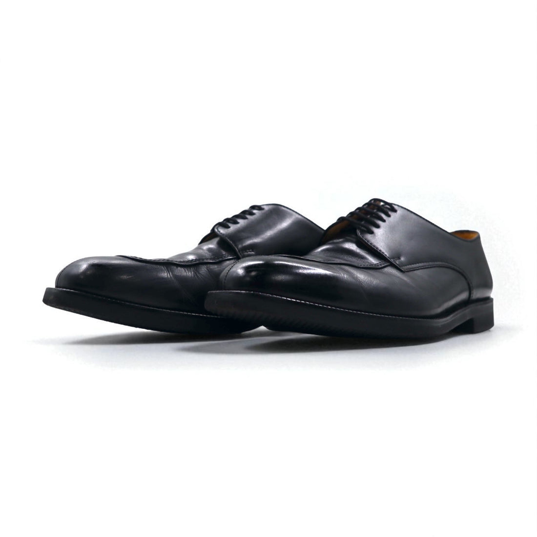 BURBERRY Split-Toe U-Tip Dress Shoes, Size 26.5cm, Black Leather, Wingtip, BU1430