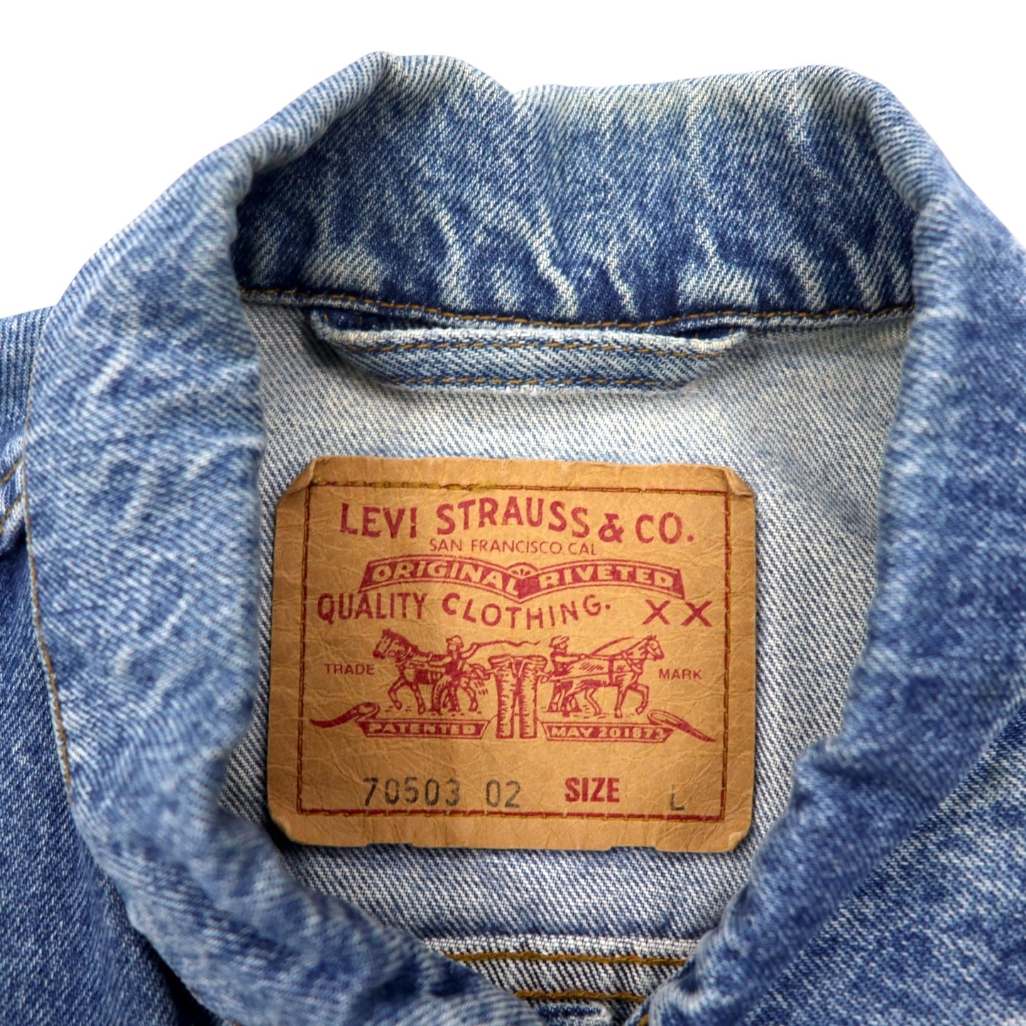 Levi's イタリア製 90年代 ユーロリーバイス デニムジャケット Gジャン L ブルー コットン ボタン裏I16 70503-02