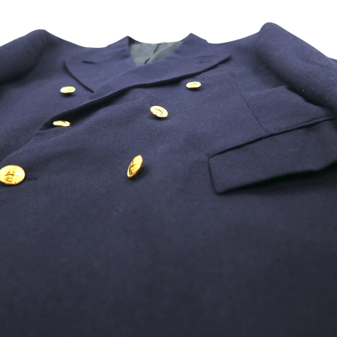 Polo Ralph Lauren 90年代 USA製 ダブル ブレザー テーラードジャケット M ピークドラペル 紺ブレ 金ボタン ギャバジン