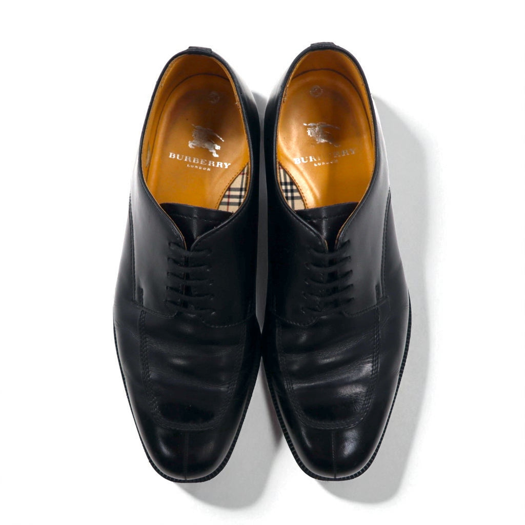 BURBERRY Split-Toe U-Tip Dress Shoes, Size 26.5cm, Black Leather, Wingtip, BU1430