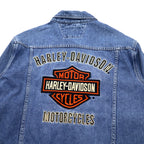 HARLEY DAVIDSON デニムジャケット Gジャン M インディゴ ブルー バックロゴ刺繍