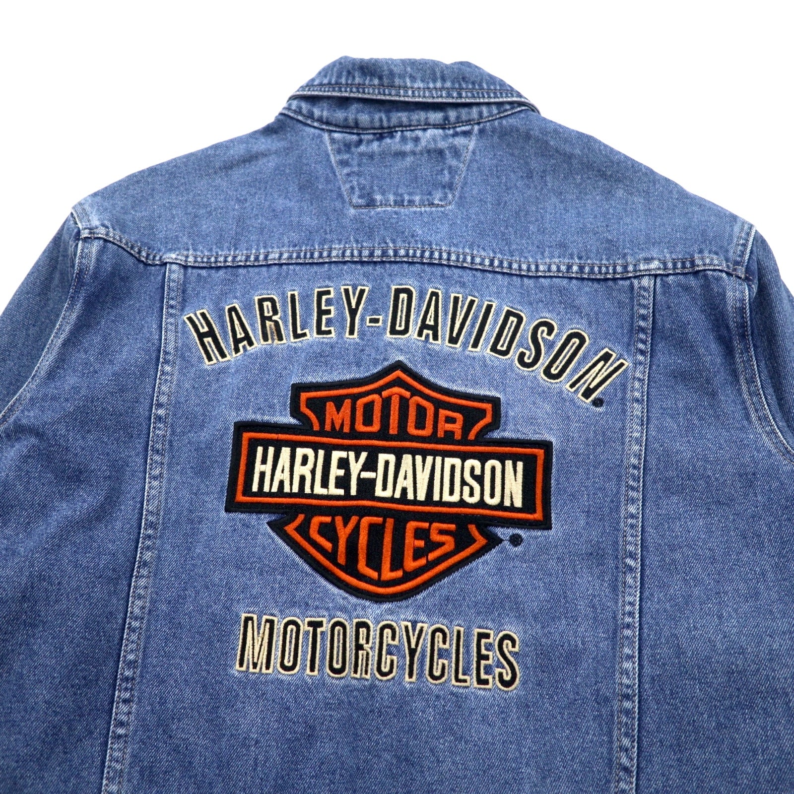 HARLEY DAVIDSON デニムジャケット Gジャン M インディゴ ブルー バックロゴ刺繍