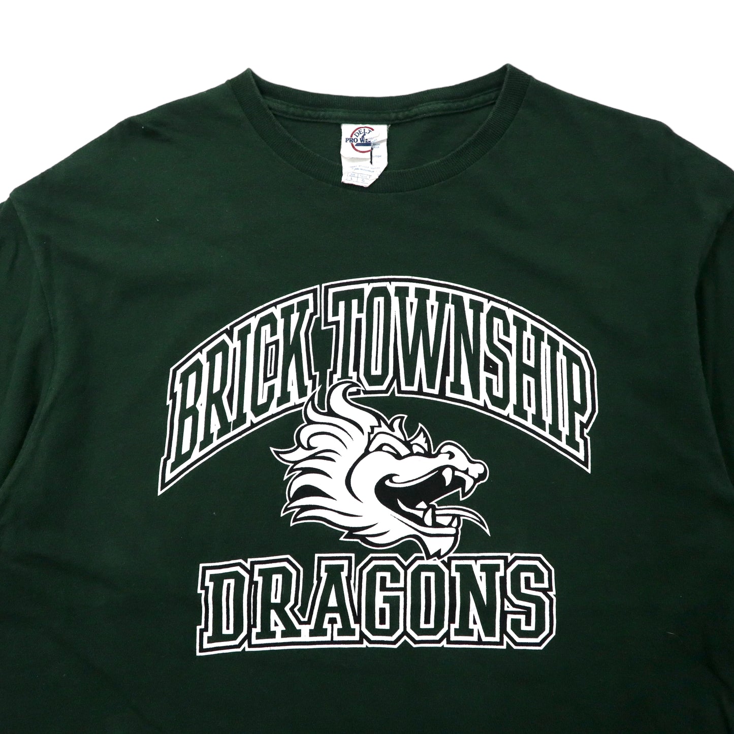 DELTA カレッジプリントTシャツ L グリーン コットン BRICK TOWN SHIP DRAGONS