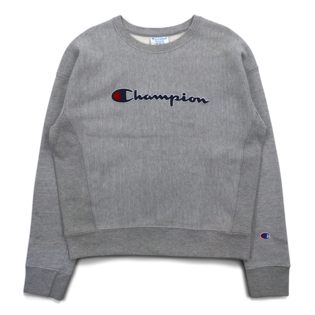 Champion Reverse Weave Sweatshirt, XL, Grey, Script Logo, Blue Single Tag, Reprint, Made in Honduras