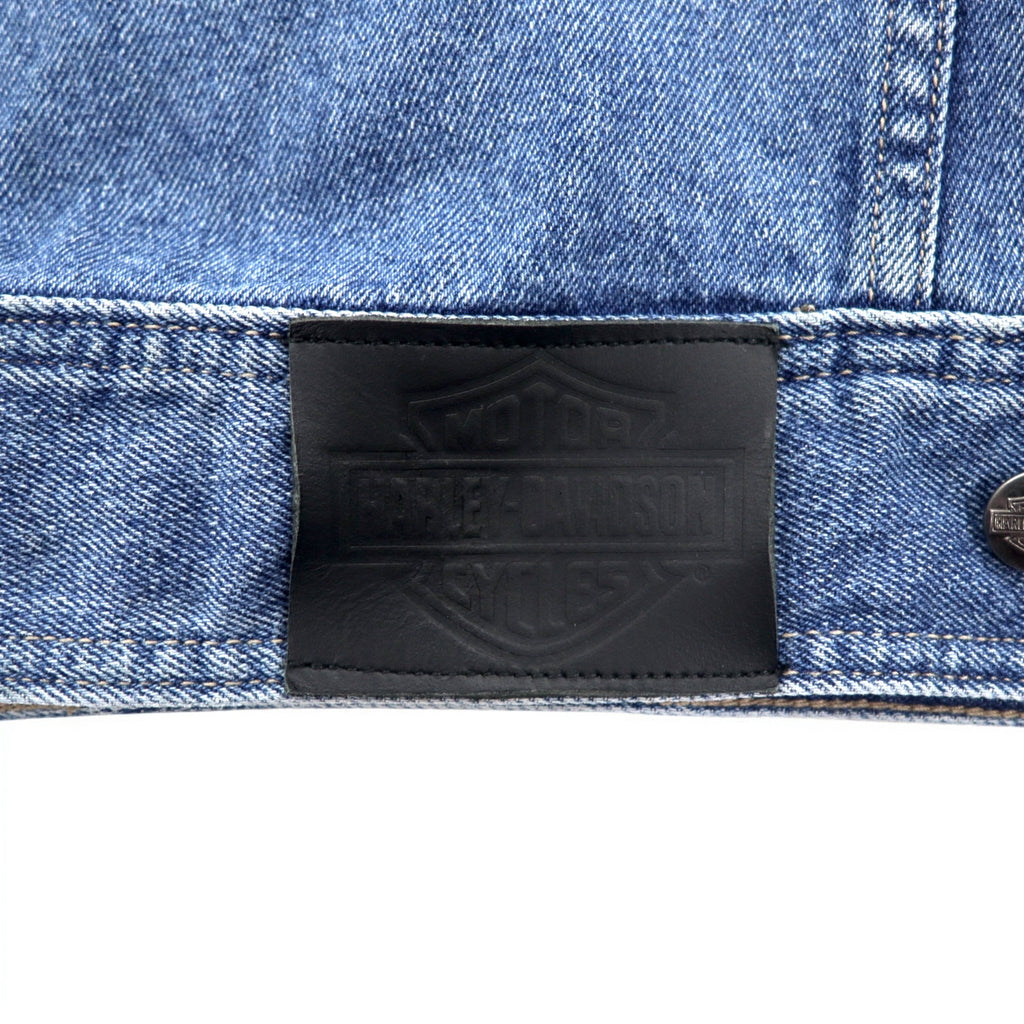 HARLEY DAVIDSON デニムジャケット Gジャン M インディゴ ブルー バックロゴ刺繍