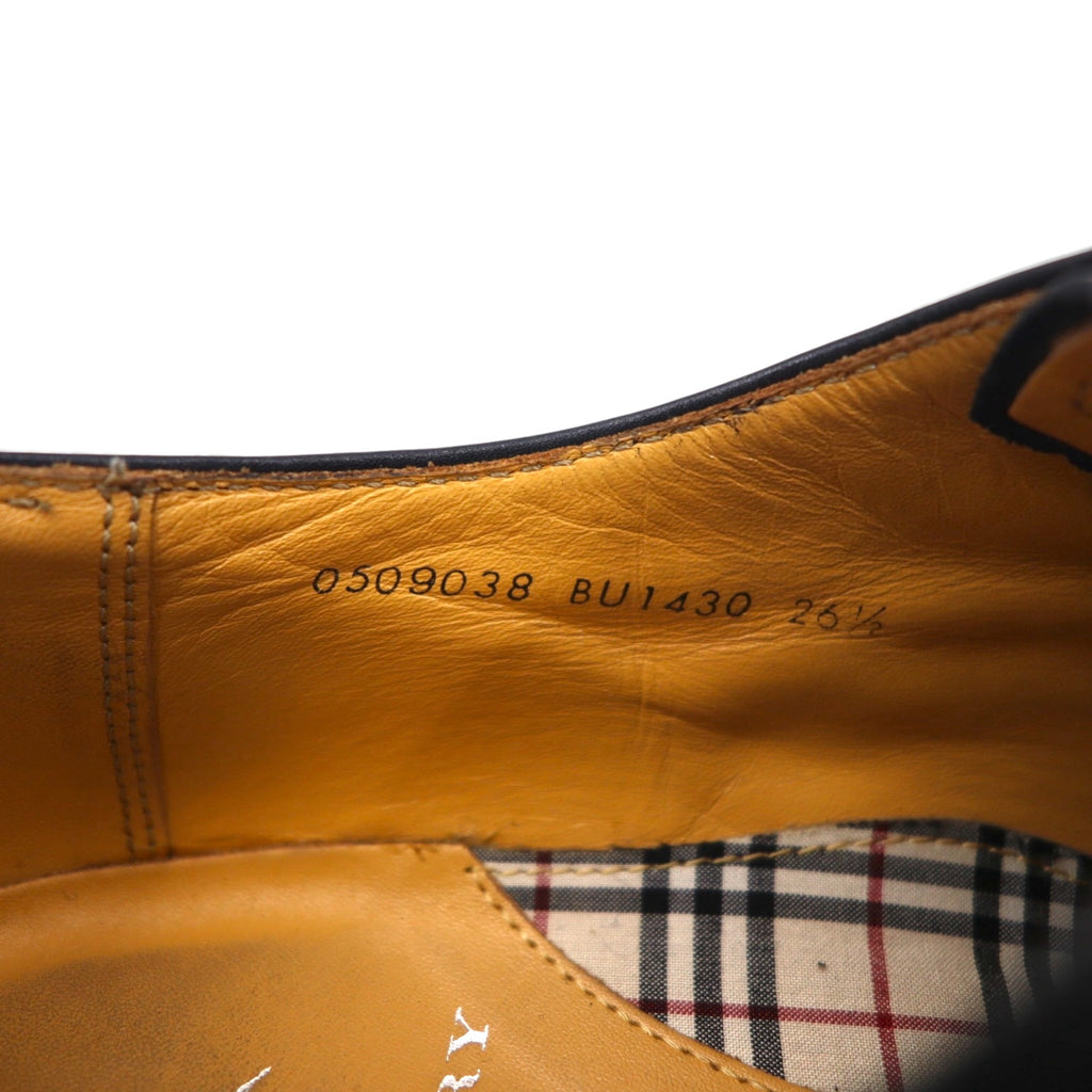 BURBERRY Split-Toe U-Tip Dress Shoes, Size 26.5cm, Black Leather, Wingtip, BU1430