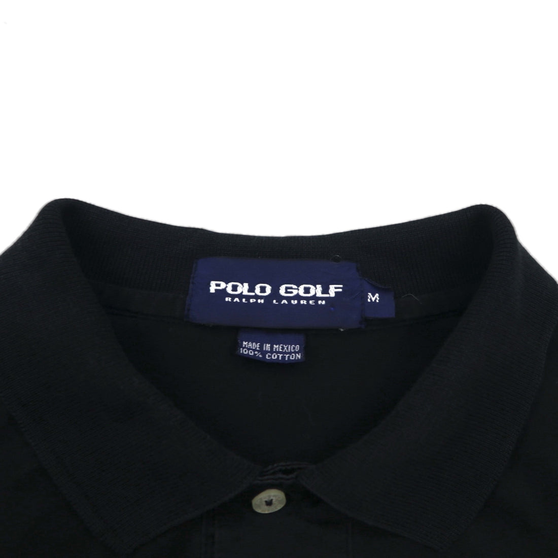 POLO GOLF RALPH LAUREN 90s Polo Shirt, Size M, Black Cotton, One-Point Logo, Made in Mexico