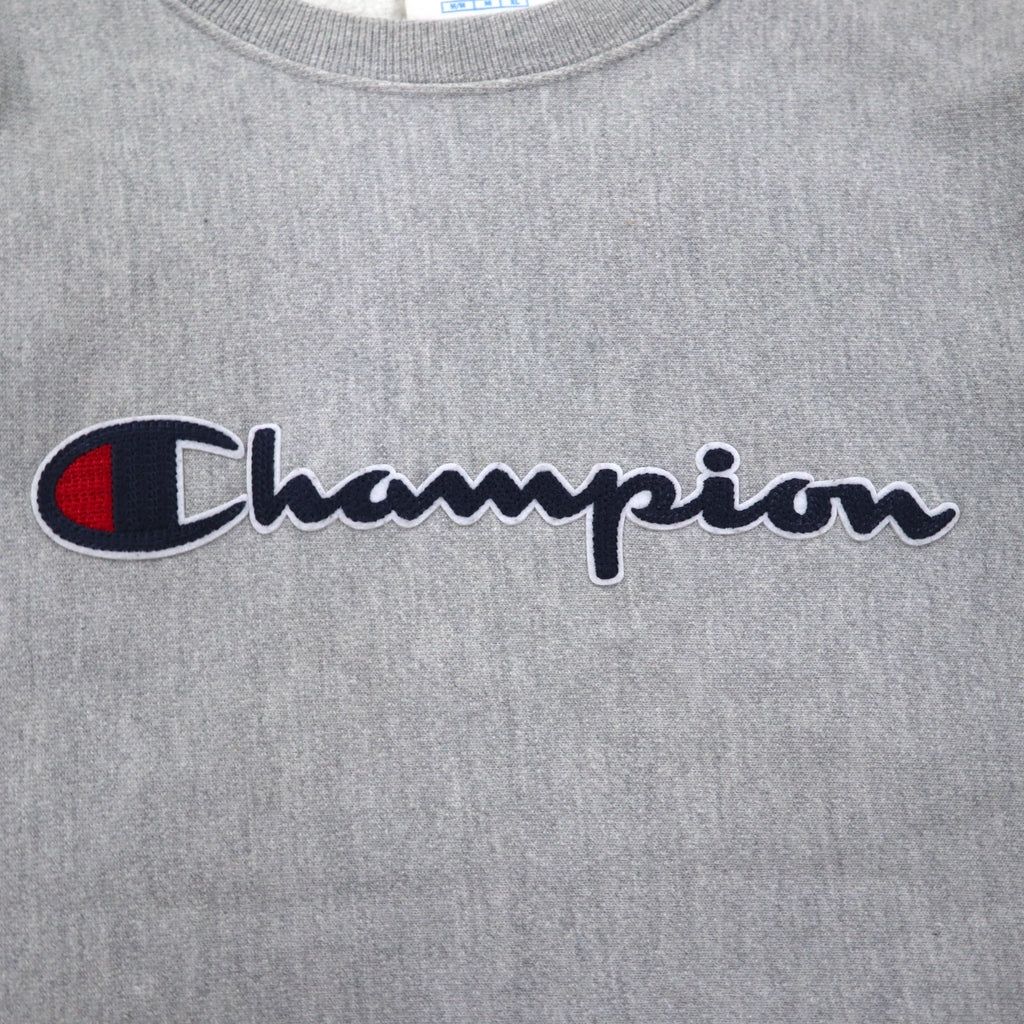Champion Reverse Weave Sweatshirt, XL, Grey, Script Logo, Blue Single Tag, Reprint, Made in Honduras