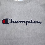 Champion Reverse Weave Sweatshirt, XL, Grey, Script Logo, Blue Single Tag, Reprint, Made in Honduras