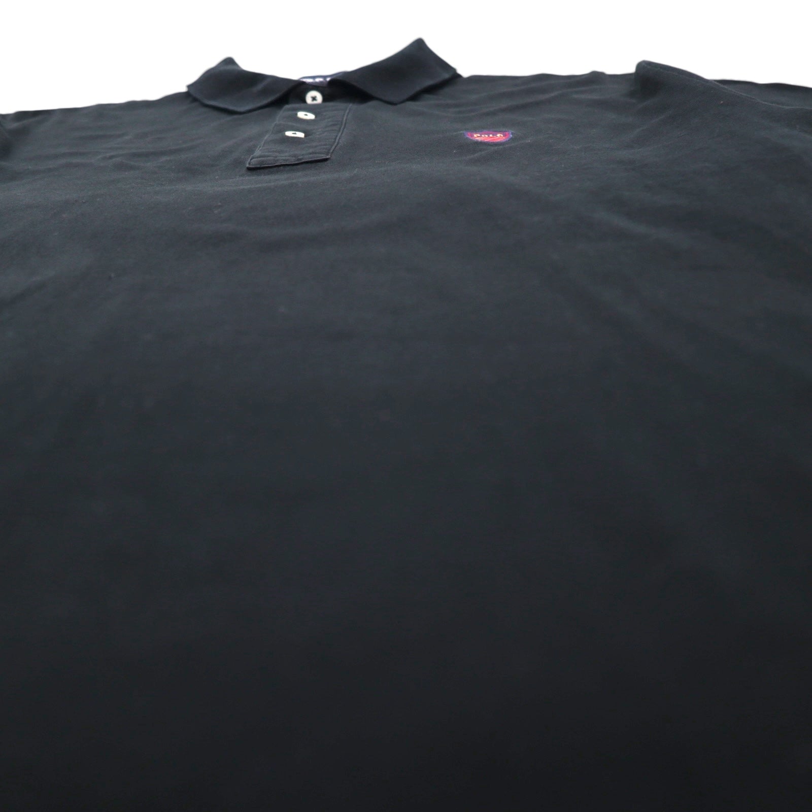 POLO GOLF RALPH LAUREN 90s Polo Shirt, Size M, Black Cotton, One-Point Logo, Made in Mexico