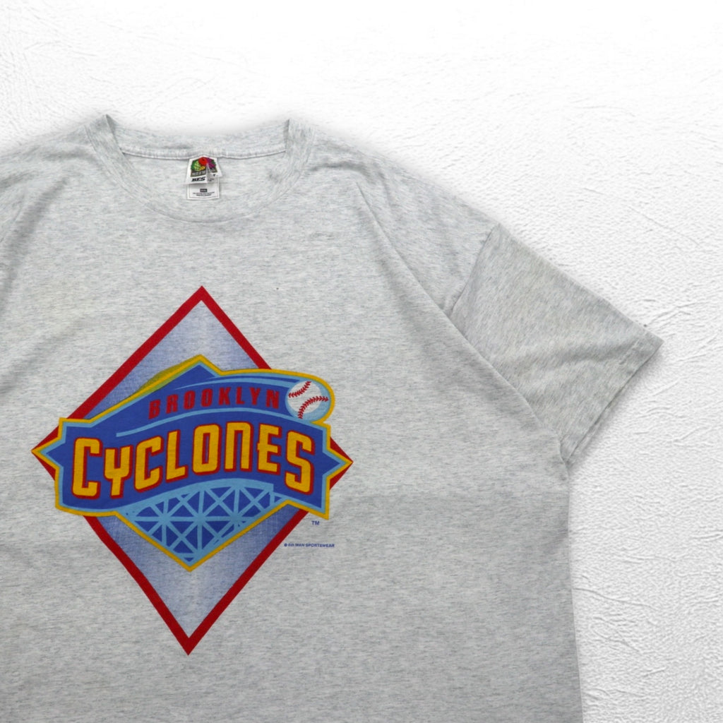 BROOKLYN CYCLONES 90年代 ベースボール プリント Tシャツ 3XL グレー FRUIT OF THE LOOM ビッグサイズ エルサルバドル製