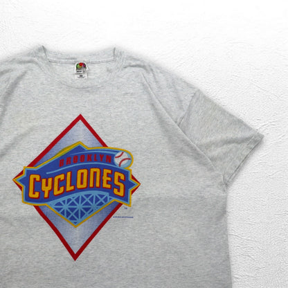 BROOKLYN CYCLONES 90年代 ベースボール プリント Tシャツ 3XL グレー FRUIT OF THE LOOM ビッグサイズ エルサルバドル製