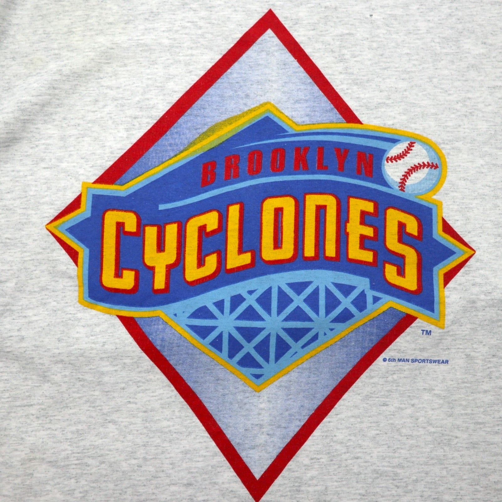 BROOKLYN CYCLONES 90年代 ベースボール プリント Tシャツ 3XL グレー FRUIT OF THE LOOM ビッグサイズ エルサルバドル製