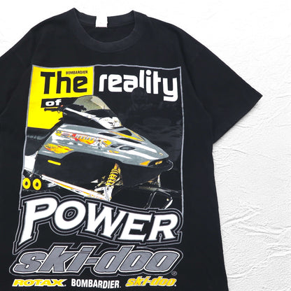 90年代 ONIGA SPORTSWEAR スノーモービル プリント Tシャツ L ブラック コットン SKI-DOO