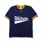 Athletic Knit 90s Mesh Game Shirt, Size M, Navy, NCAA Whitman College Numbering, Henley Neck