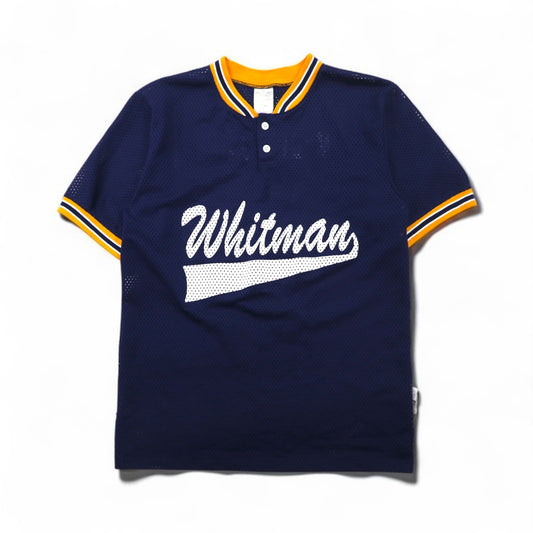 Athletic Knit 90年代 メッシュ ゲームシャツ M ネイビー NCAA Whitman カレッジ ナンバリング ヘンリーネック