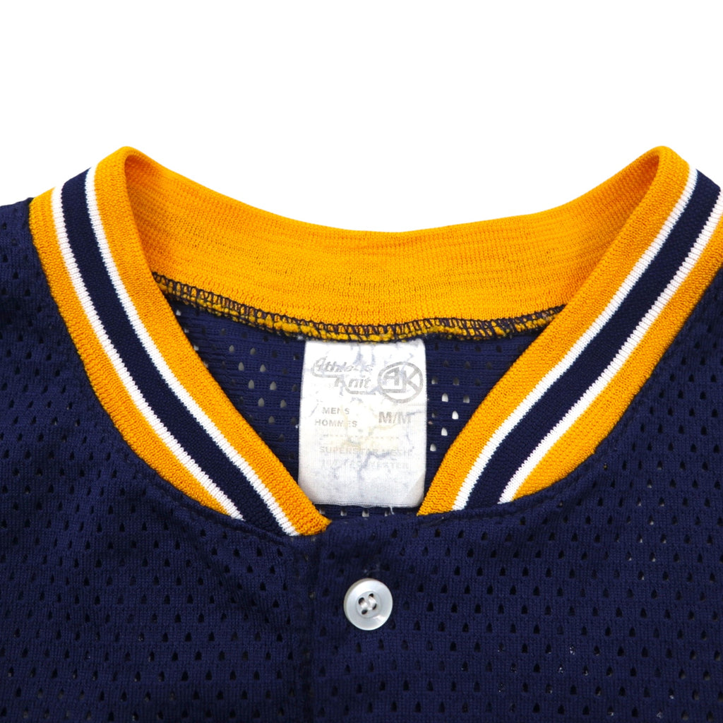 Athletic Knit 90s Mesh Game Shirt, Size M, Navy, NCAA Whitman College Numbering, Henley Neck