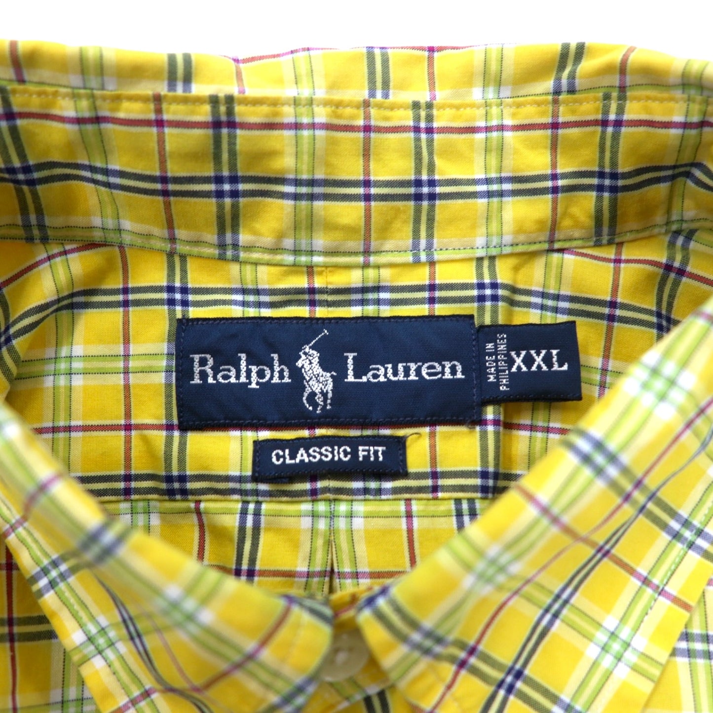 Ralph Lauren ボタンダウンシャツ XXL イエロー チェック コットン CLASSIC FIT スモールポニー刺繍 ビッグサイズ