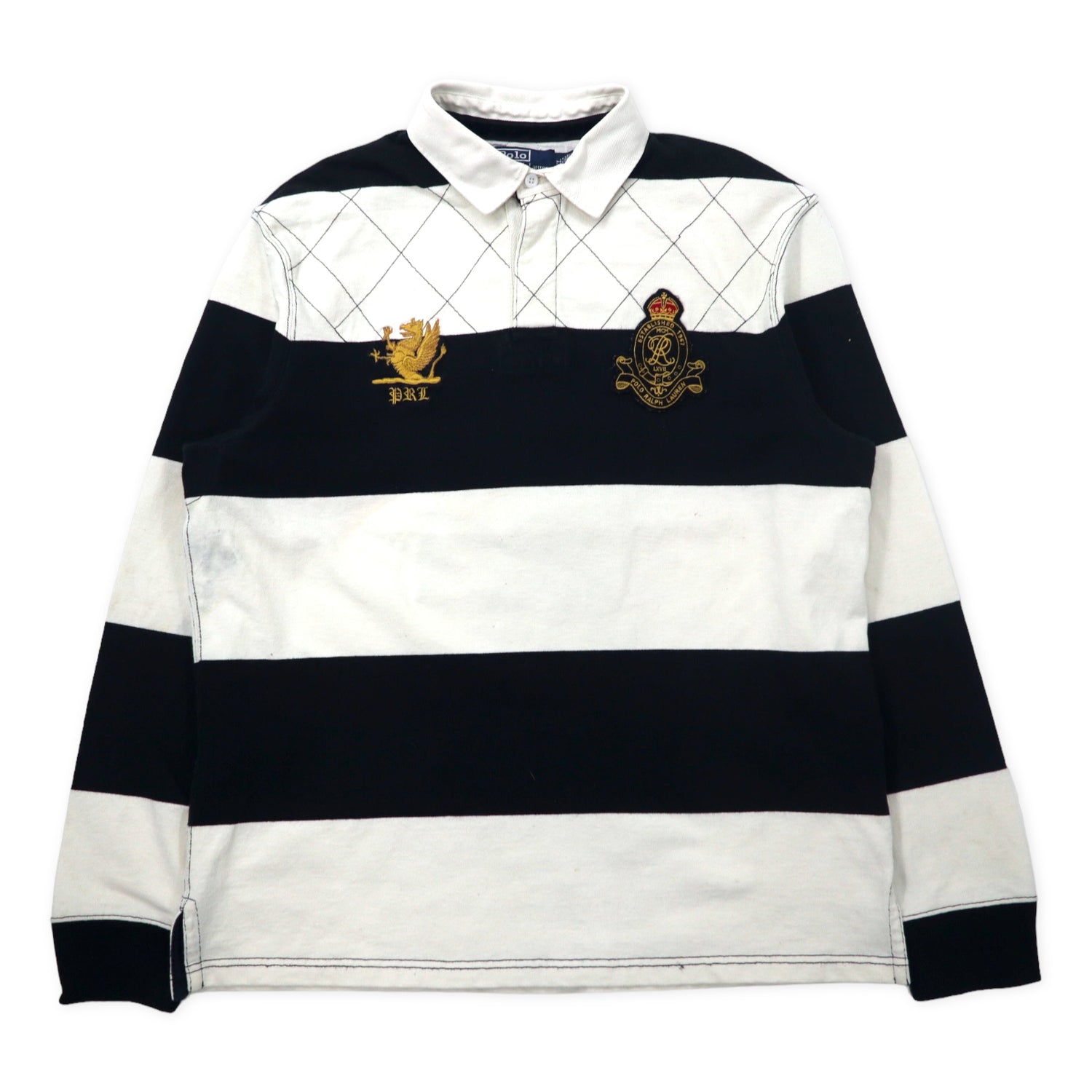POLO BY RALPH LAUREN STRIPED RUGBY SHIRT XL White Black Cotton 