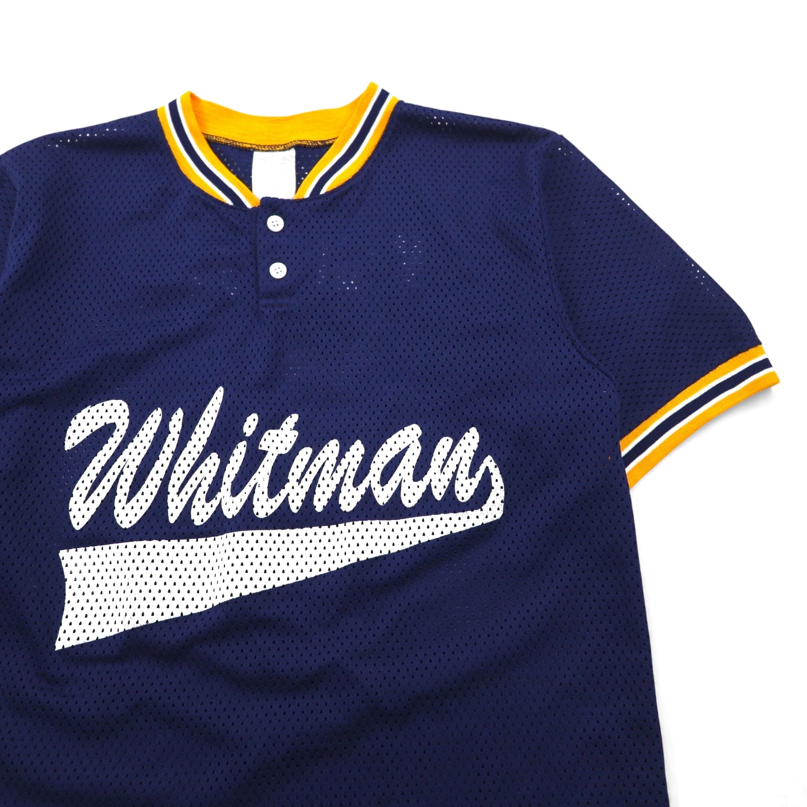 Athletic Knit 90s Mesh Game Shirt, Size M, Navy, NCAA Whitman College Numbering, Henley Neck
