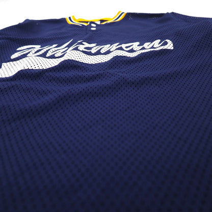 Athletic Knit 90s Mesh Game Shirt, Size M, Navy, NCAA Whitman College Numbering, Henley Neck