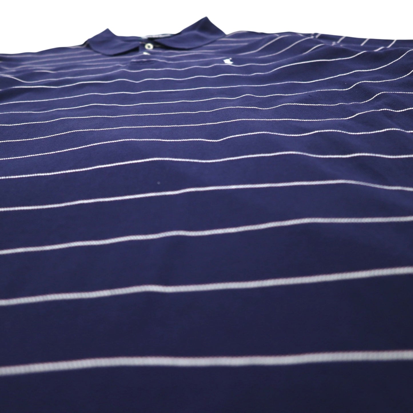 Polo by Ralph Lauren 90年代 ピマコットン ポロシャツ XL ネイビー ボーダー スモールポニー刺繍 ペルー製