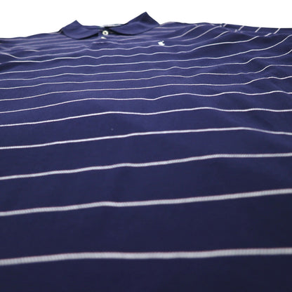 Polo by Ralph Lauren 90年代 ピマコットン ポロシャツ XL ネイビー ボーダー スモールポニー刺繍 ペルー製